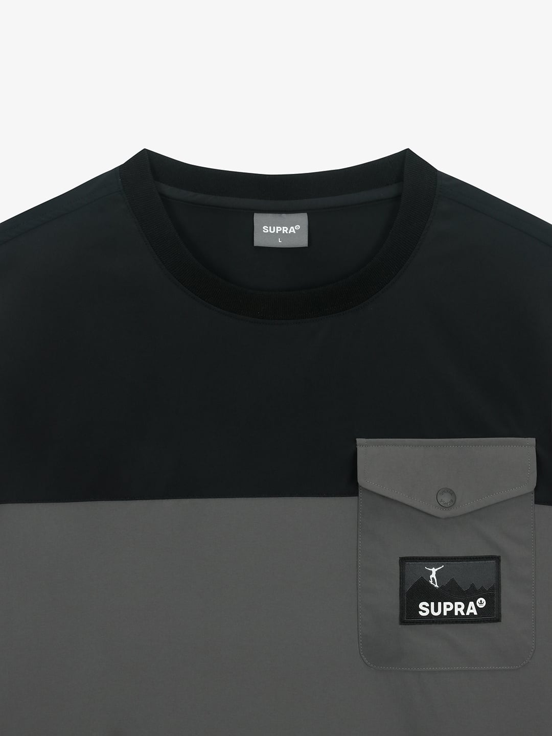 Woven Coloring point Long-Sleeved T-Shirt