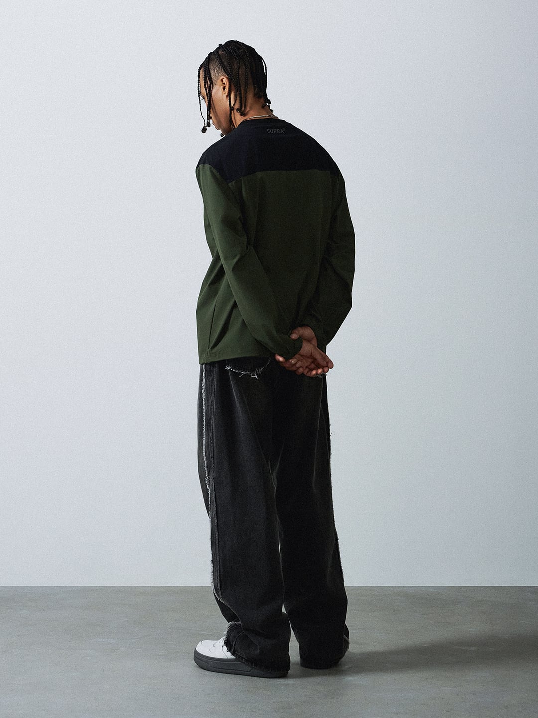 Woven Coloring point Long-Sleeved T-Shirt