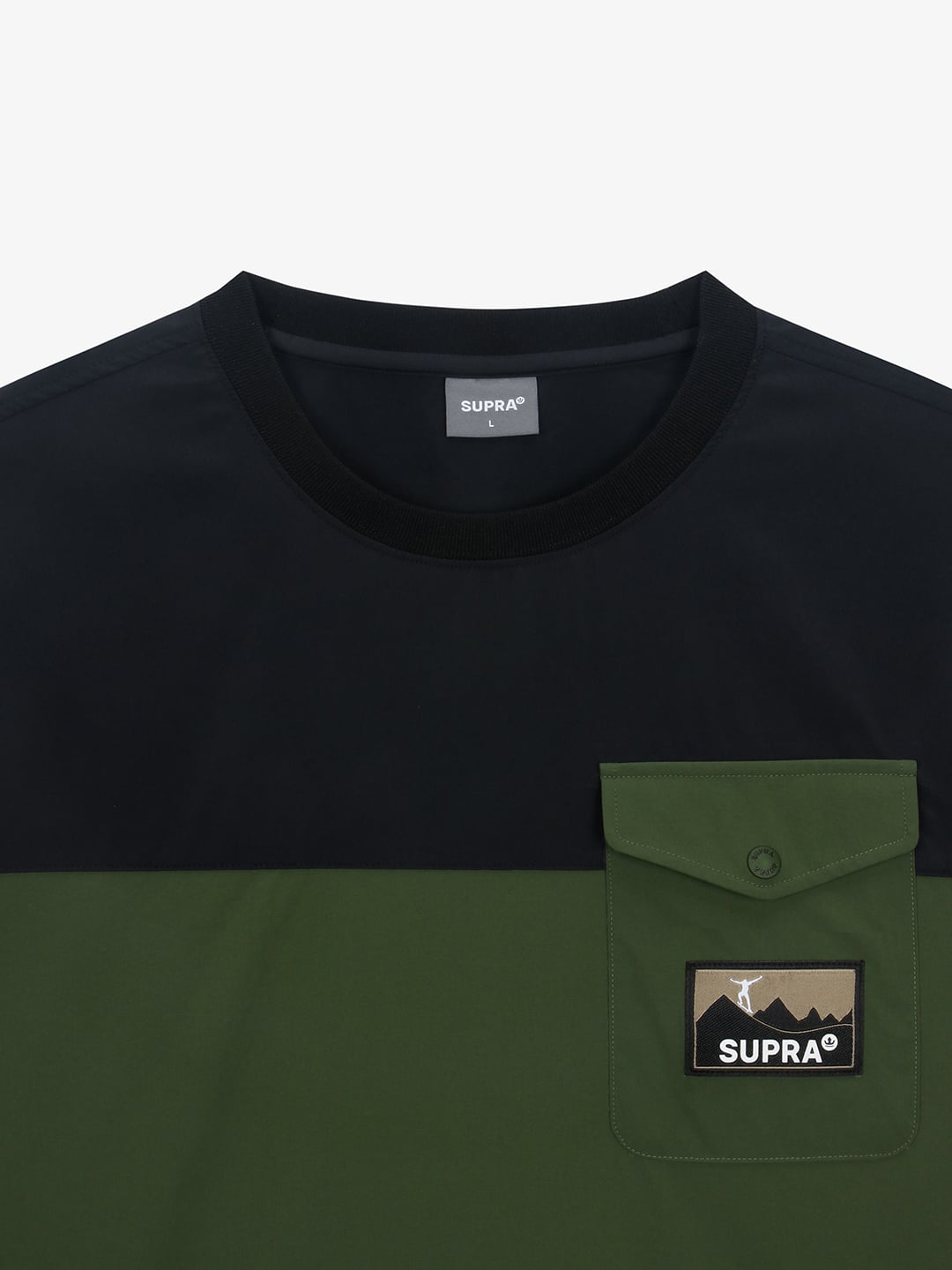 Woven Coloring point Long-Sleeved T-Shirt