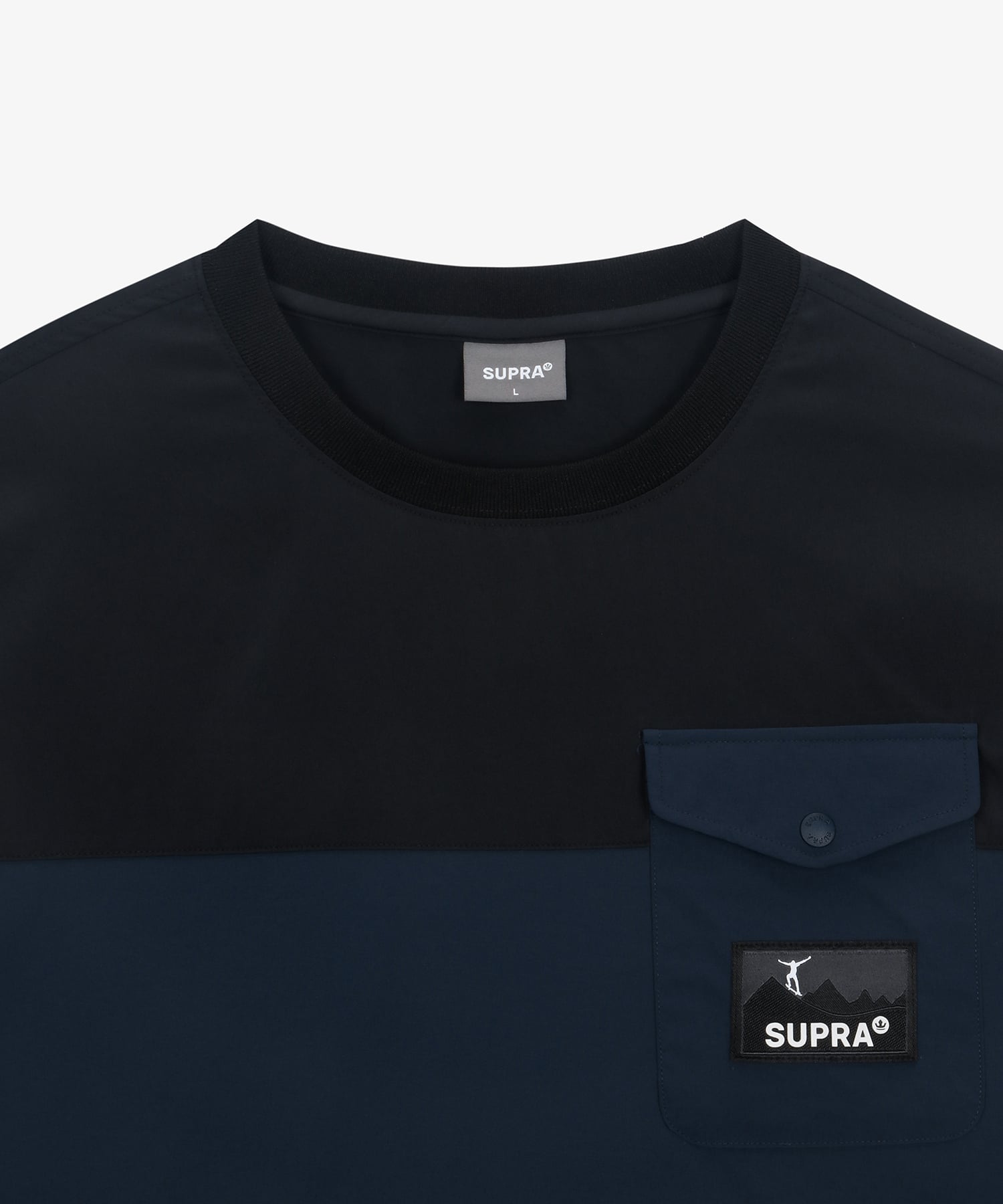 Woven Coloring point Long-Sleeved T-Shirt