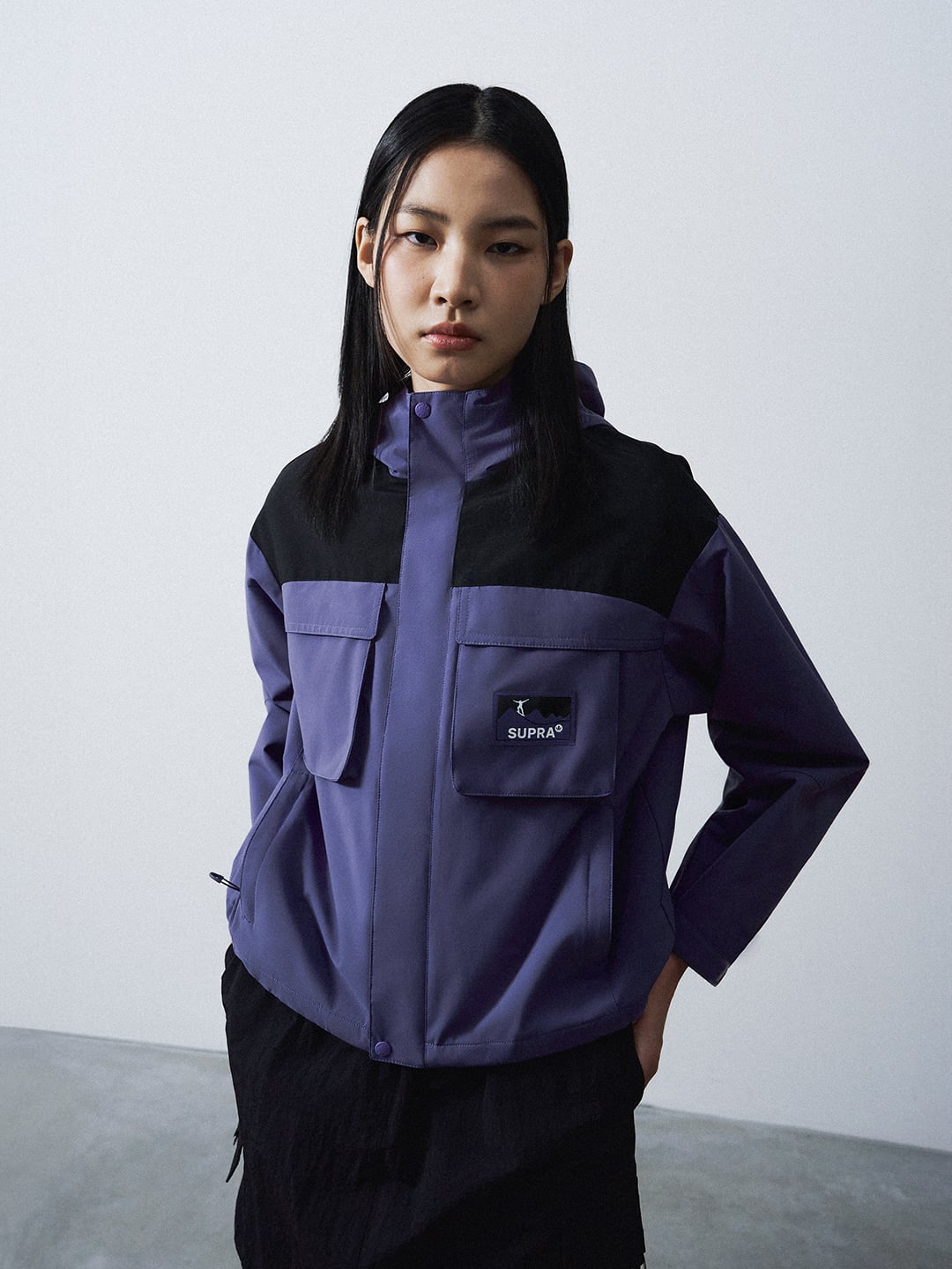 Women's 2 Pocket Color Block Windbreaker