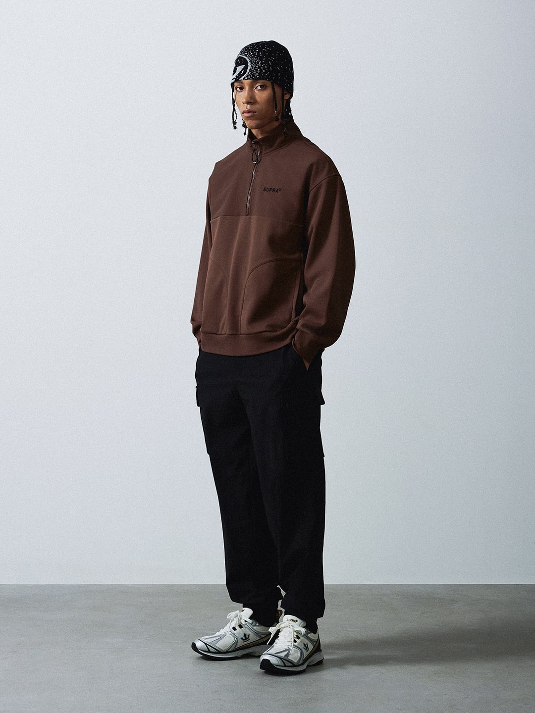 Triangle Wappen Point RipStop Woven Coloring Half Zip-Up Sweatshirt