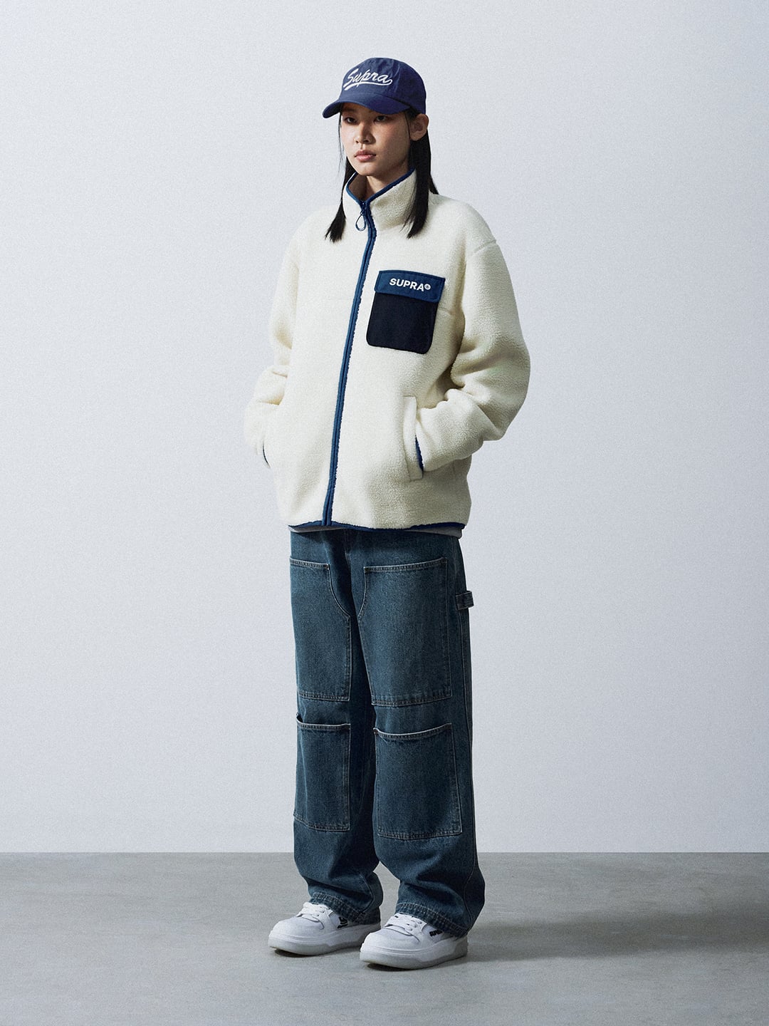 Woven Pocket Fleece Jacket