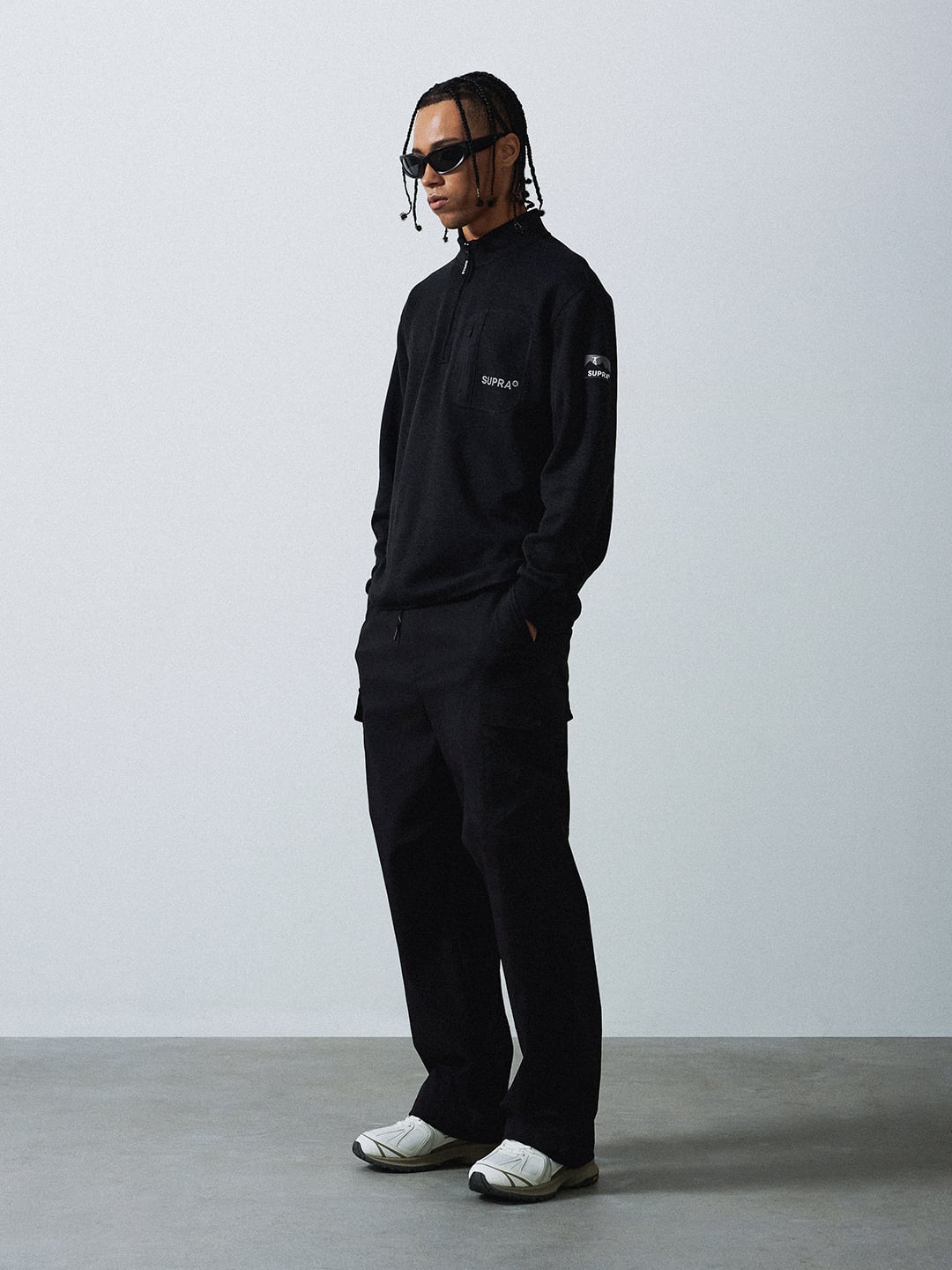 Half Zip-Up Long-Sleeved T-Shirt