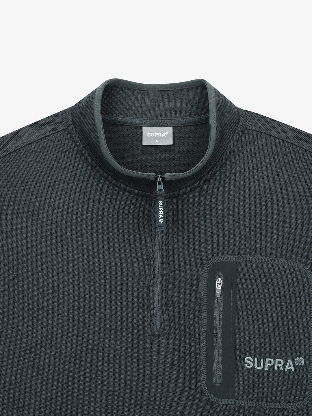 Half Zip-Up Long-Sleeved T-Shirt