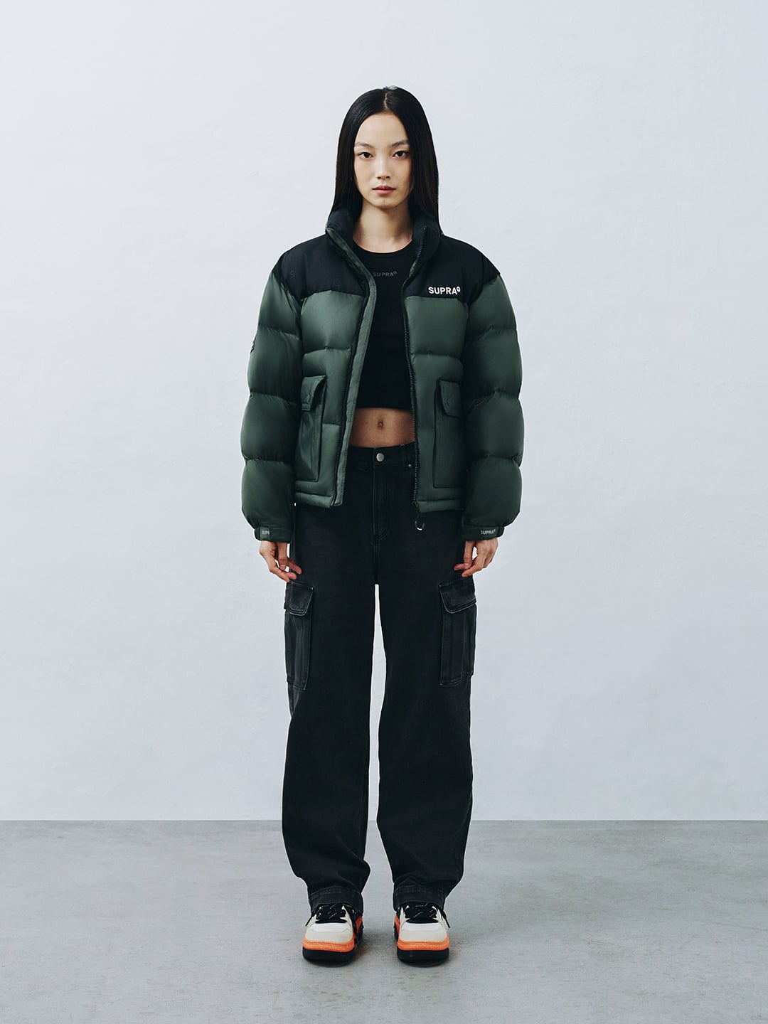 jacquard Color Block Short Down Jacket