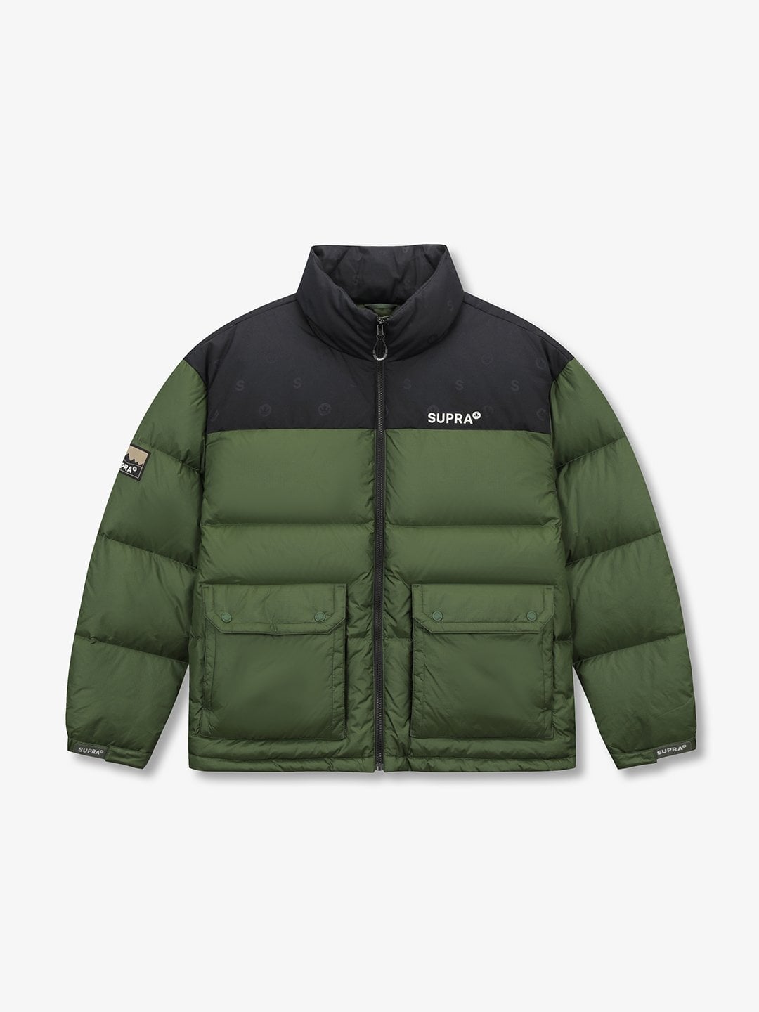 jacquard Color Block Short Down Jacket