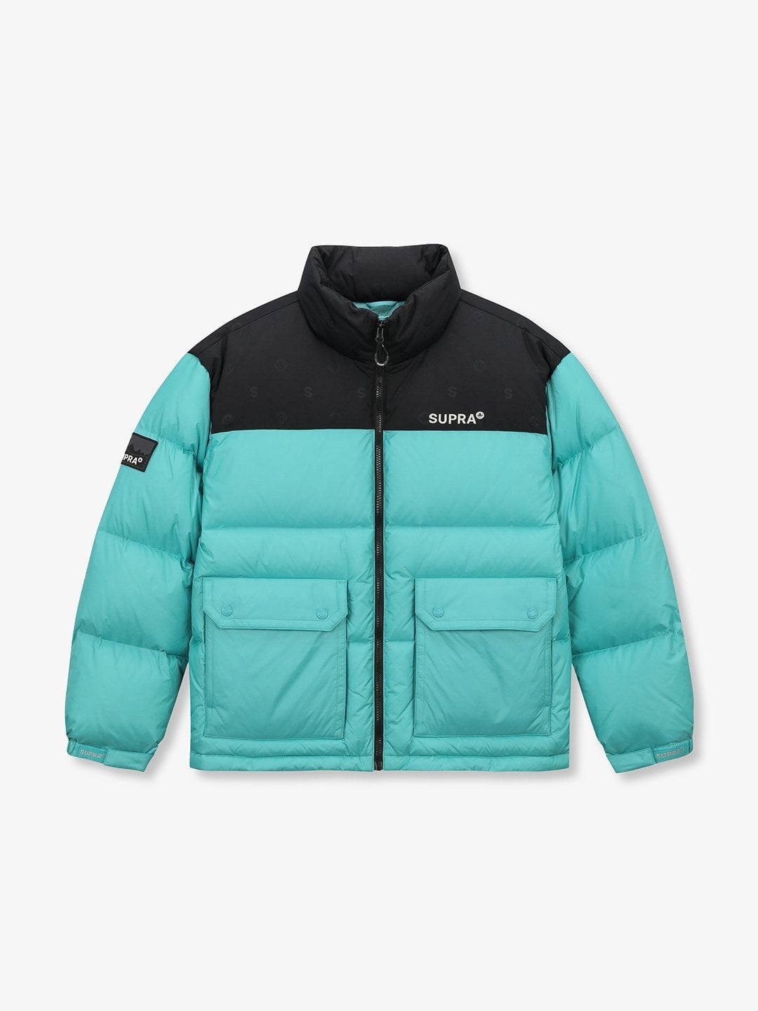 jacquard Color Block Short Down Jacket