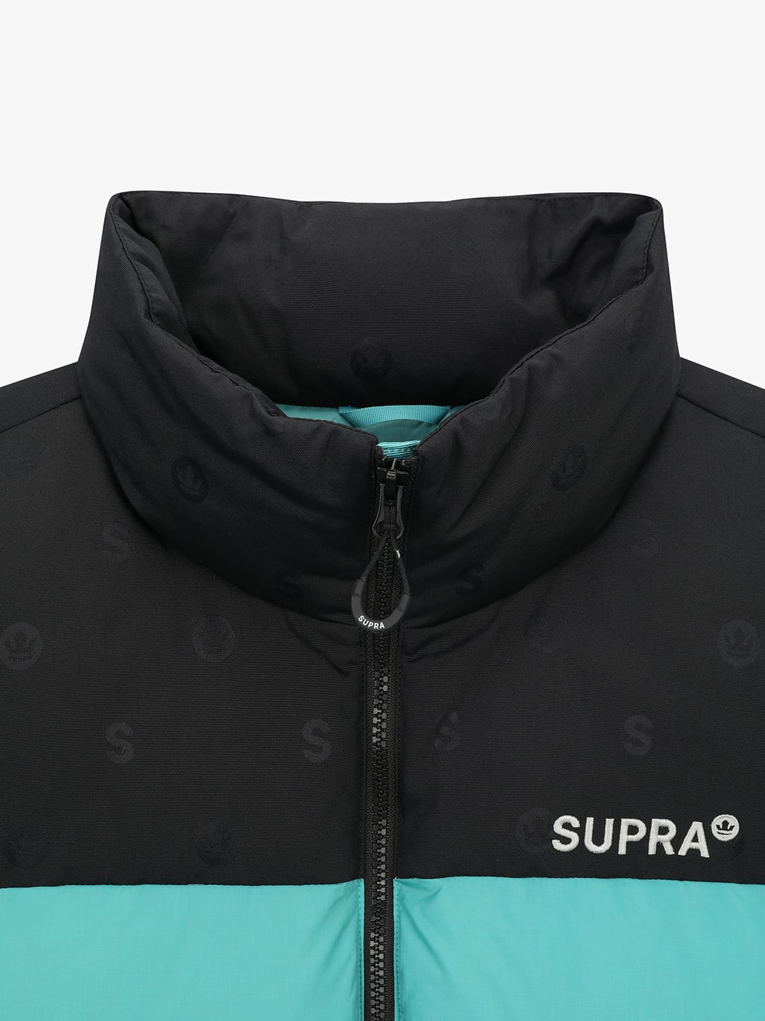 jacquard Color Block Short Down Jacket