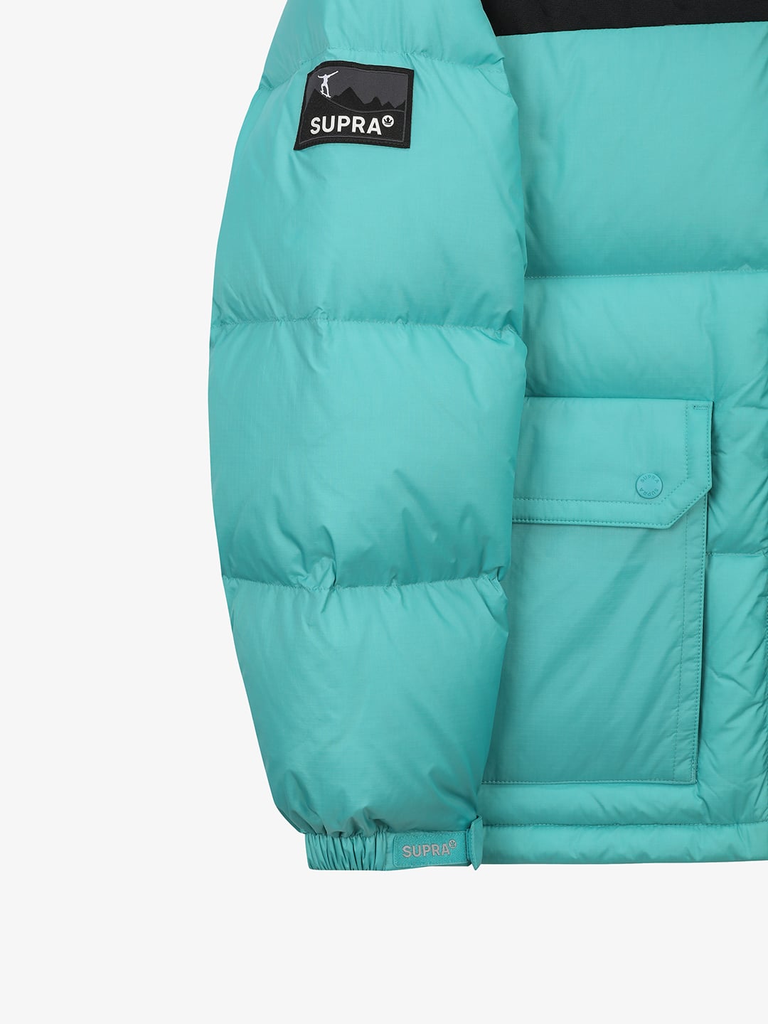 jacquard Color Block Short Down Jacket