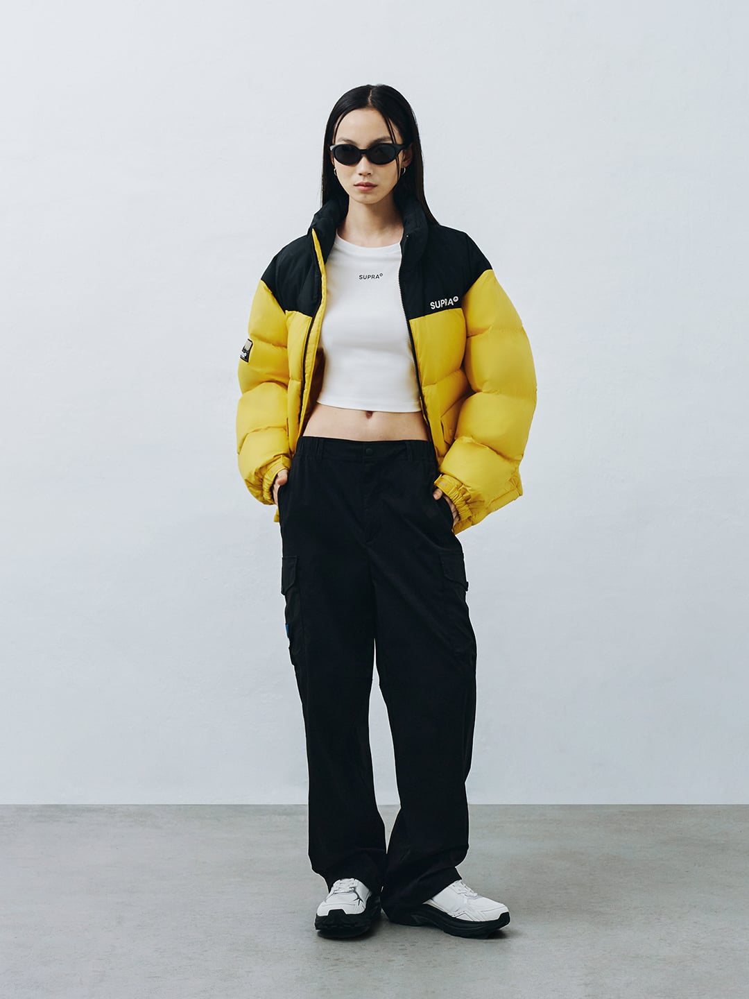 jacquard Color Block Short Down Jacket