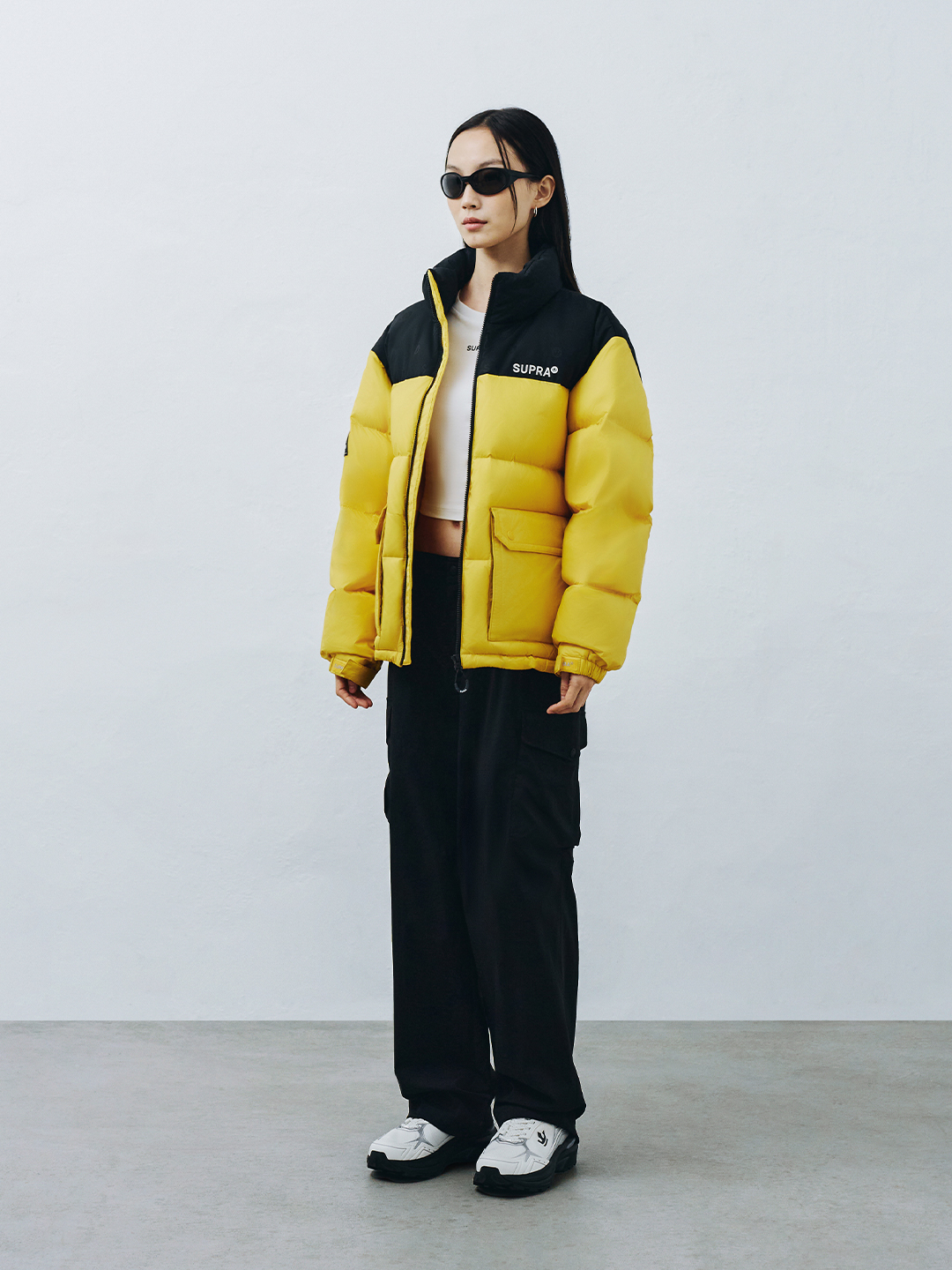 jacquard Color Block Short Down Jacket