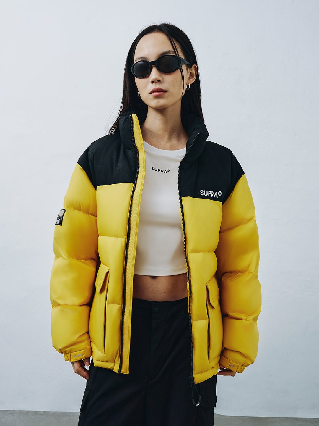 jacquard Color Block Short Down Jacket