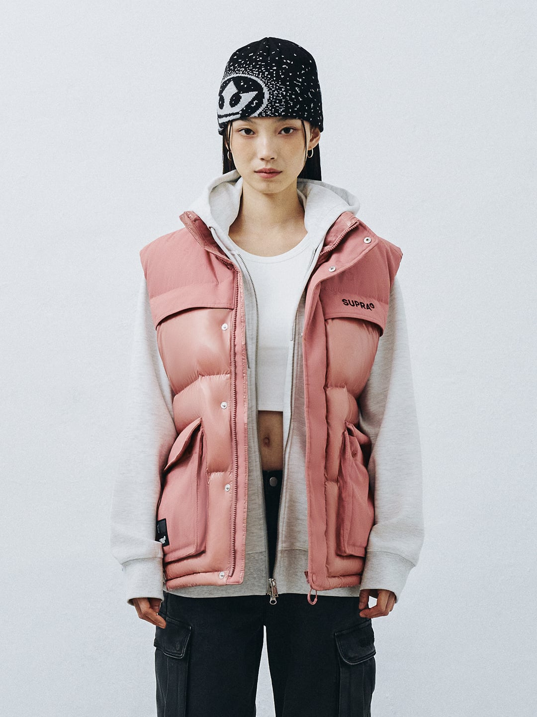 Jacquard Color Block Down vest