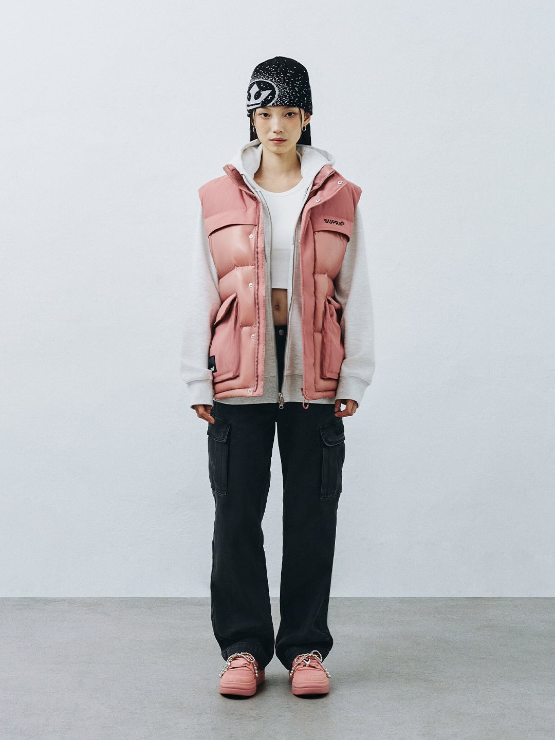Jacquard Color Block Down vest