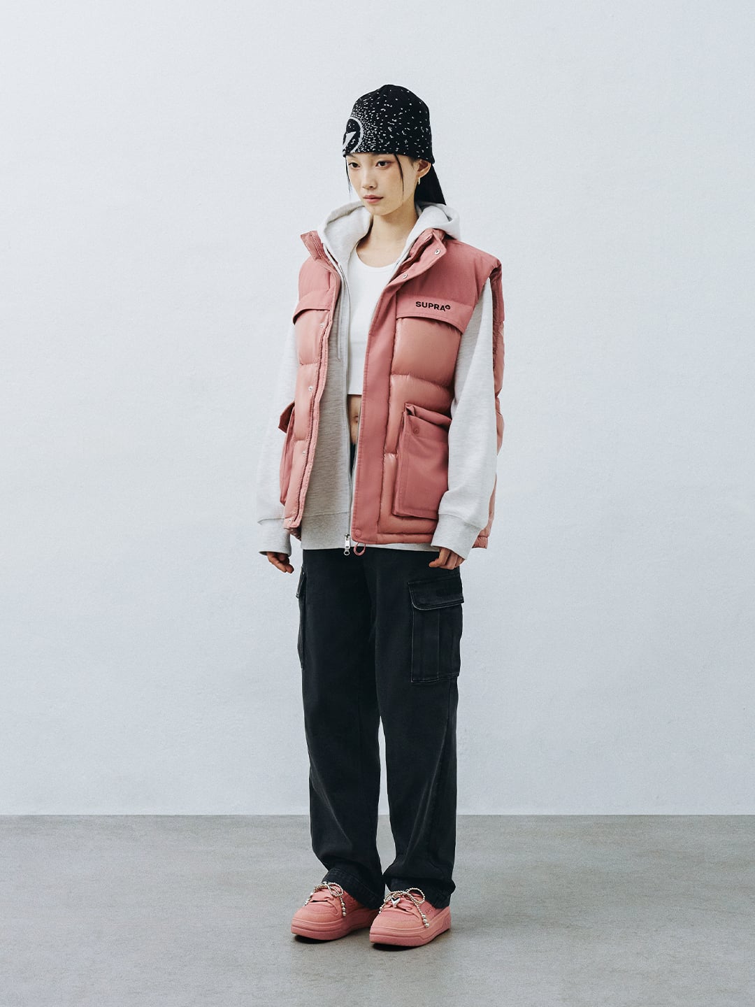 Jacquard Color Block Down vest