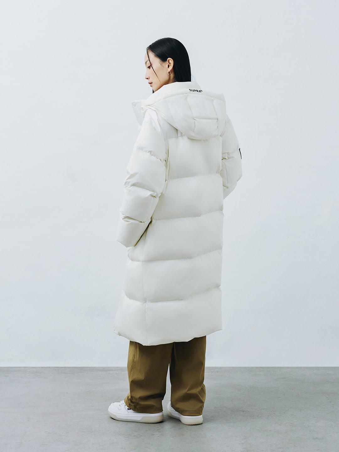 Ripstop Color Block Long Down Jacket