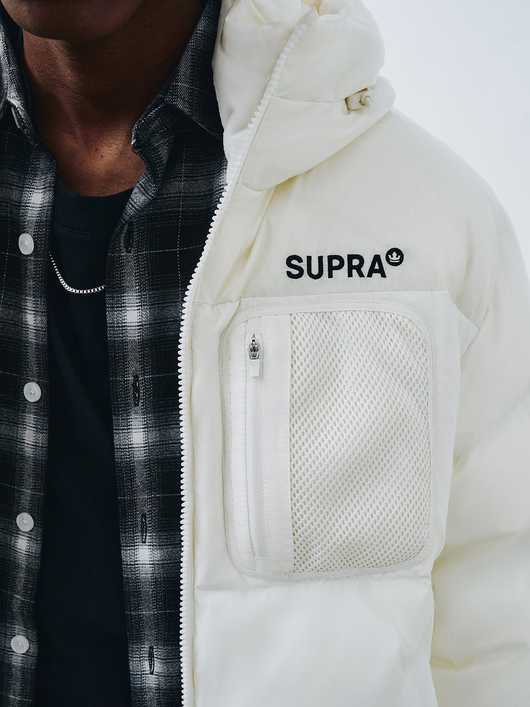 mesh pocket Short Down Jacket