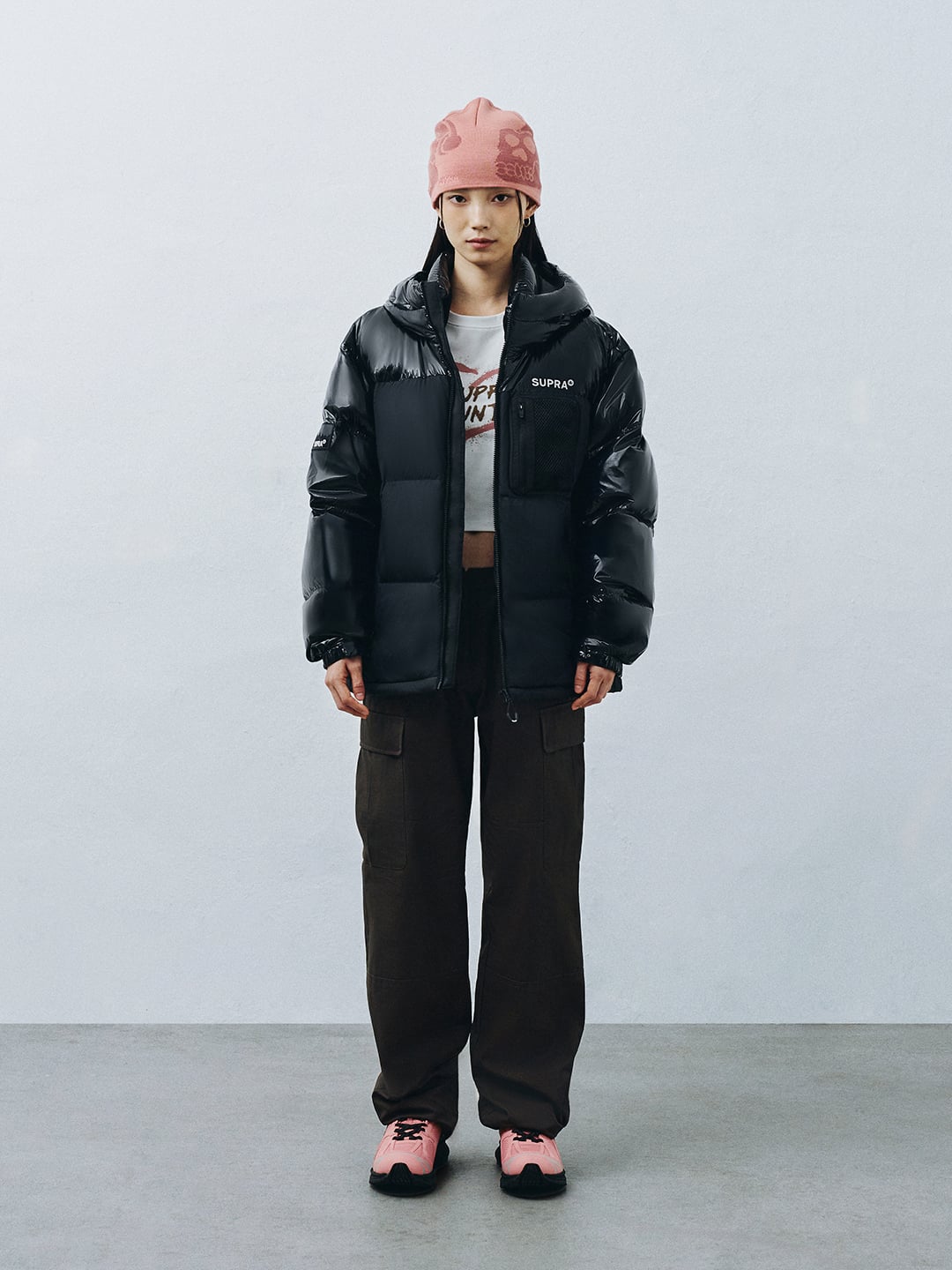 mesh pocket Short Down Jacket