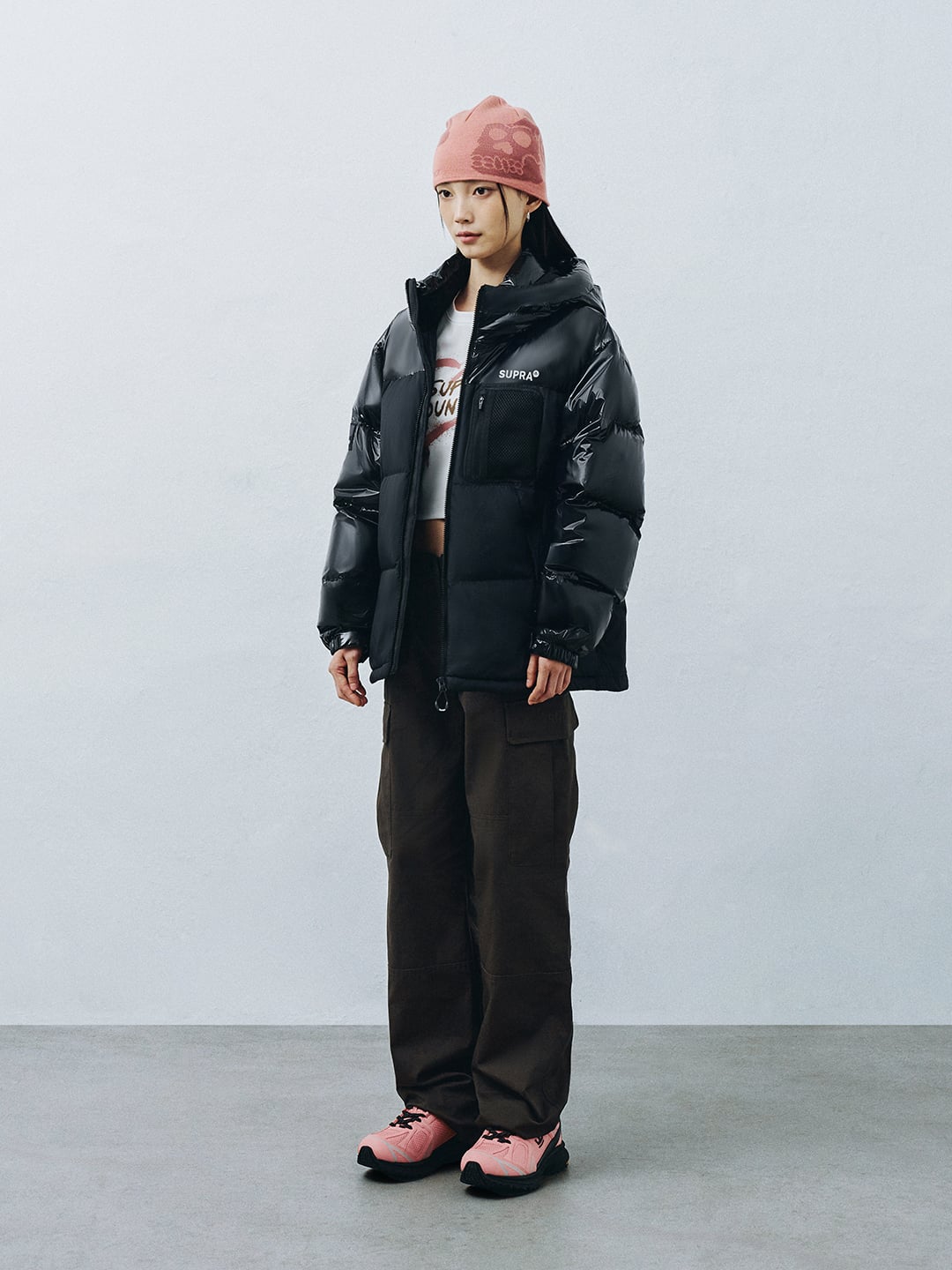 mesh pocket Short Down Jacket