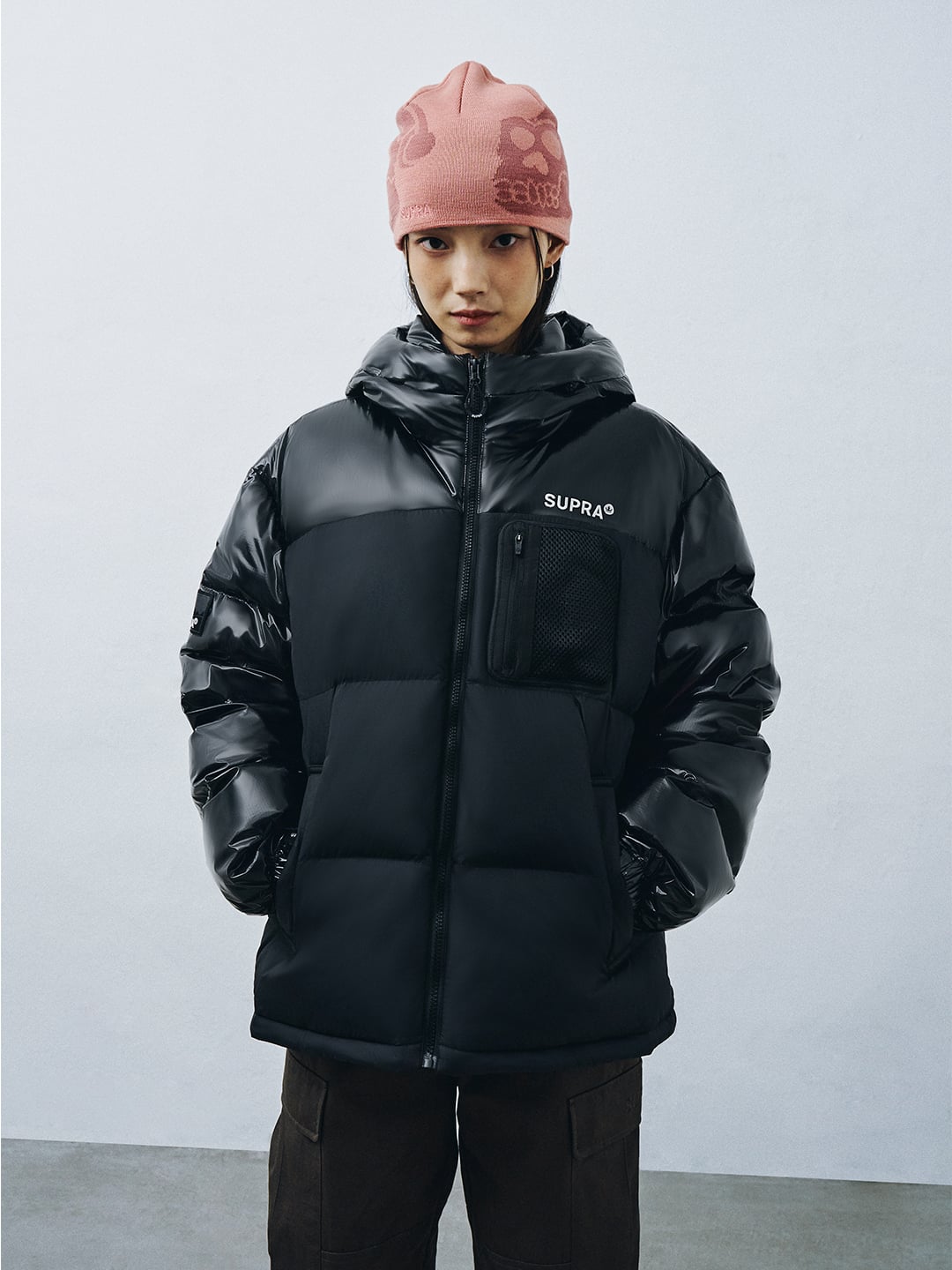 mesh pocket Short Down Jacket