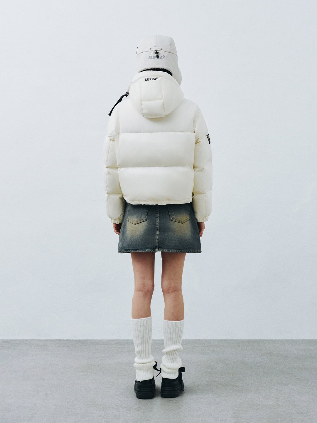 Women's Jacquard Color Block Short Down Jacket