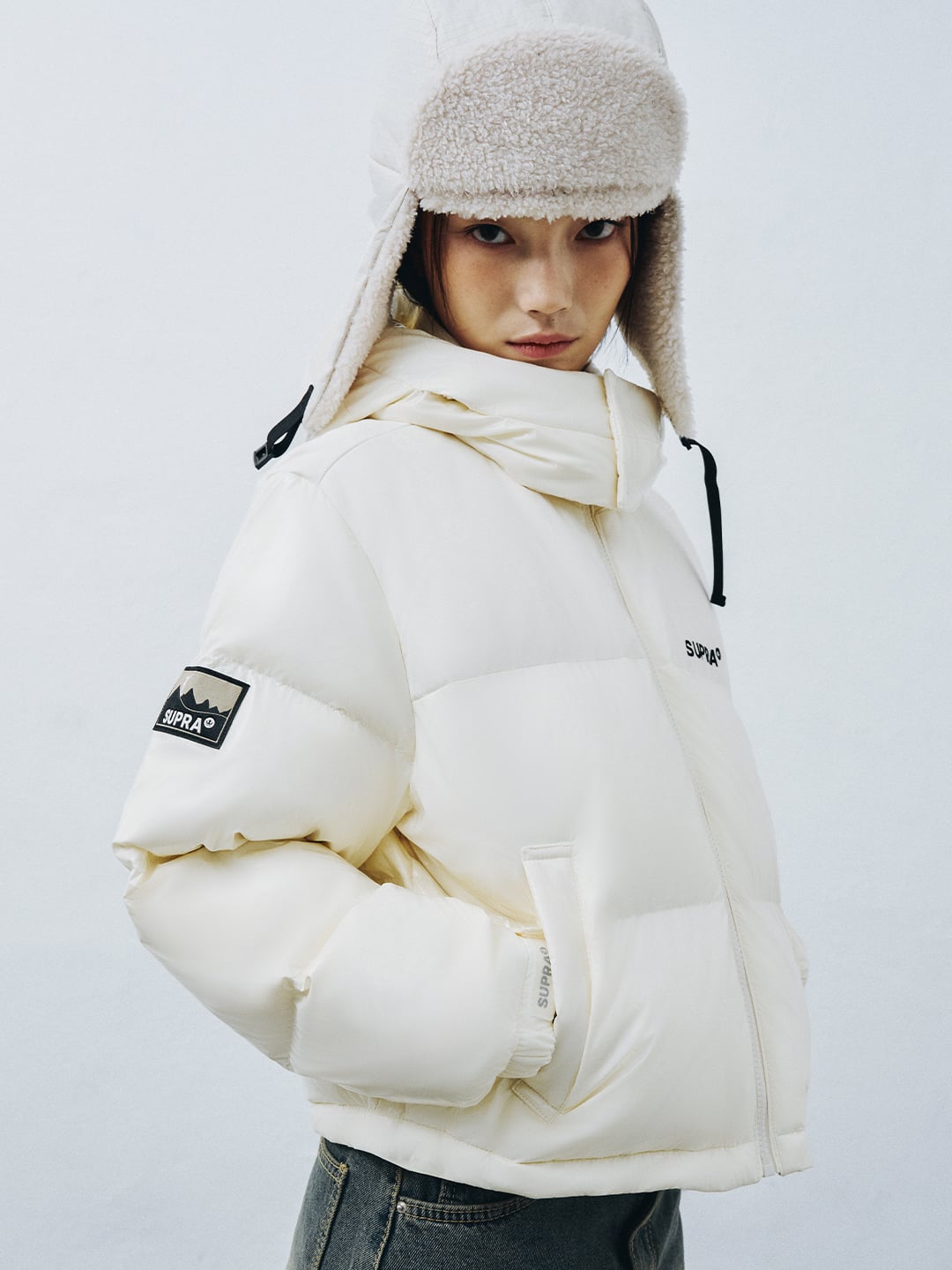 Women's Jacquard Color Block Short Down Jacket