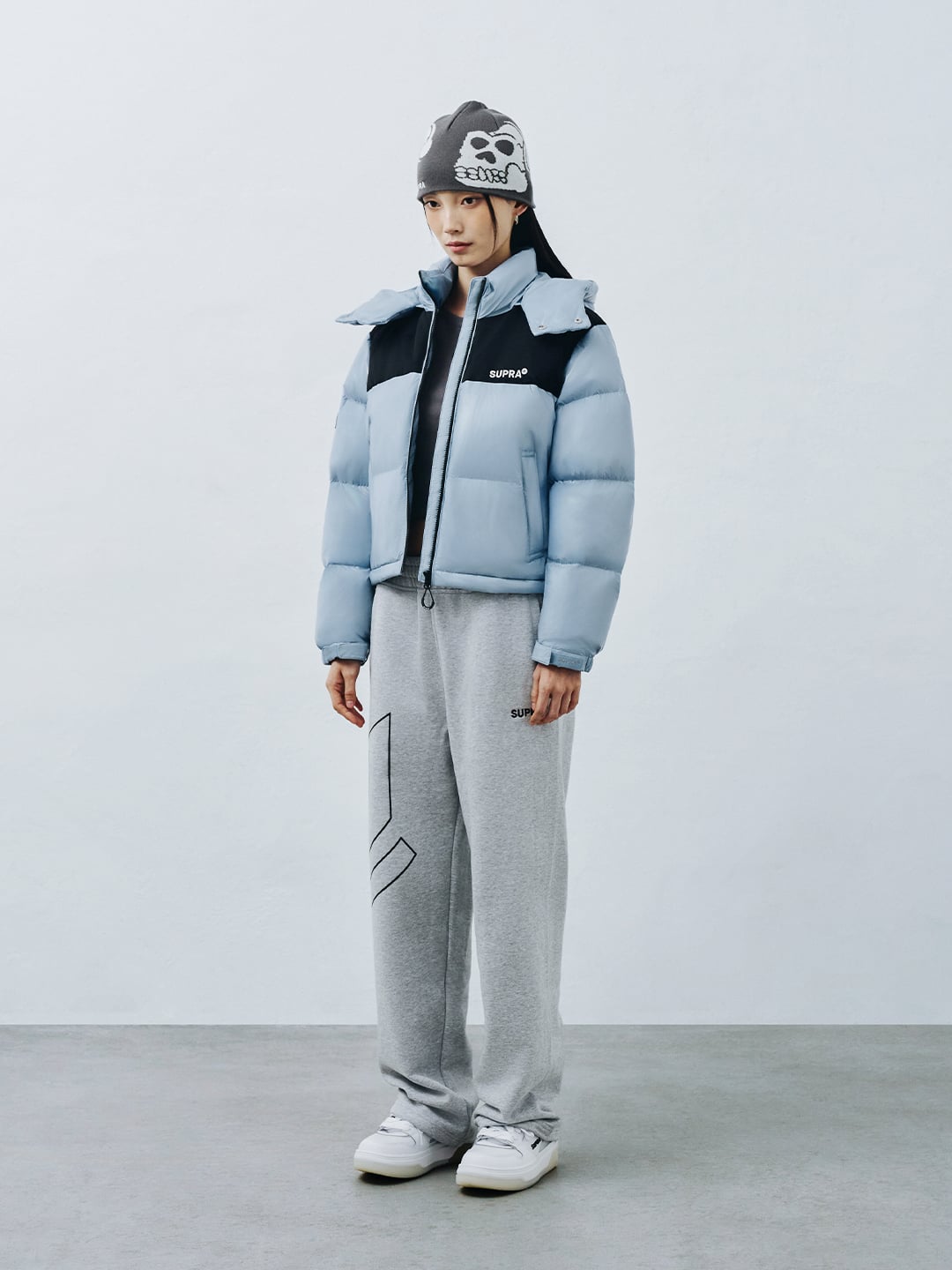 Women's Jacquard Color Block Short Down Jacket