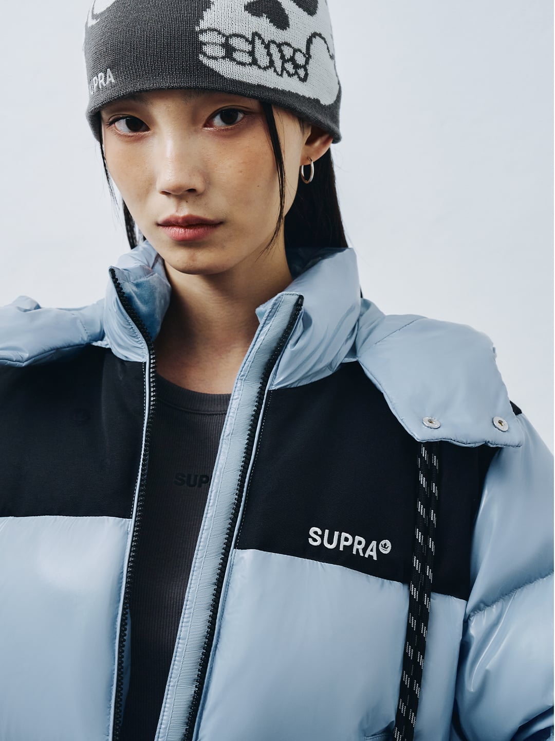 Women's Jacquard Color Block Short Down Jacket