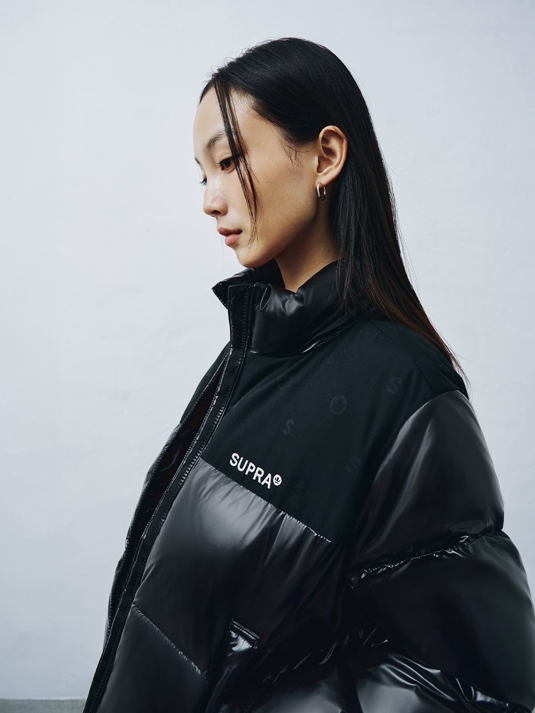 Women's Jacquard Color Block Short Down Jacket
