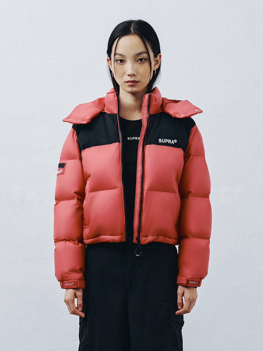 Women's Jacquard Color Block Short Down Jacket