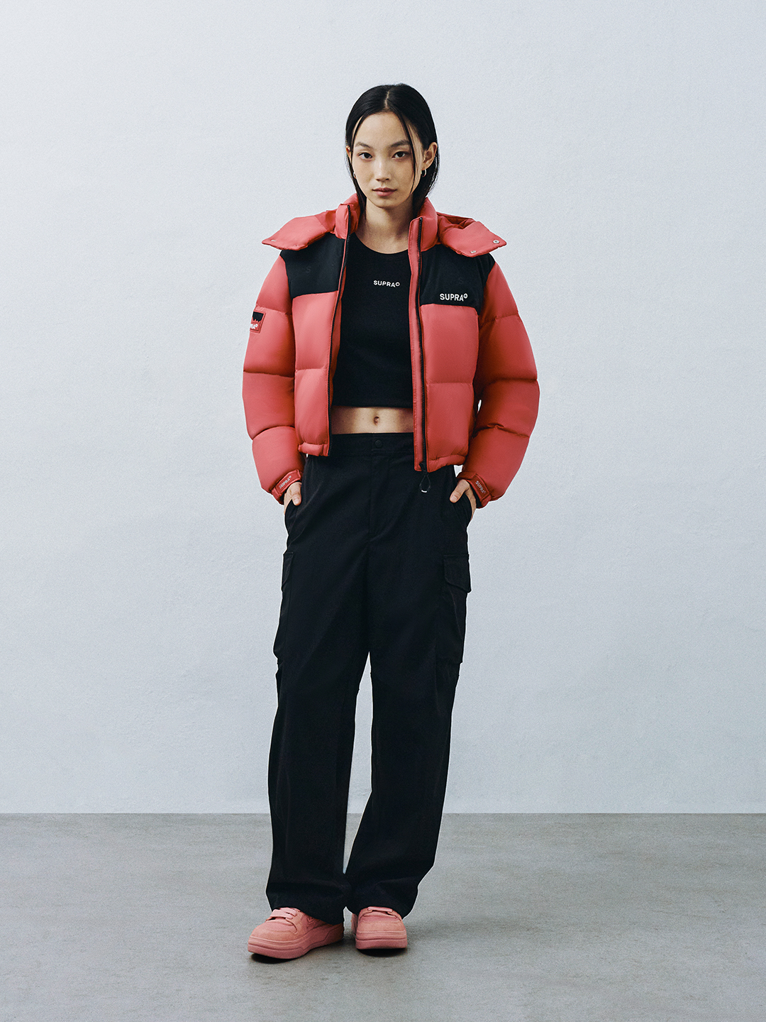 Women's Jacquard Color Block Short Down Jacket