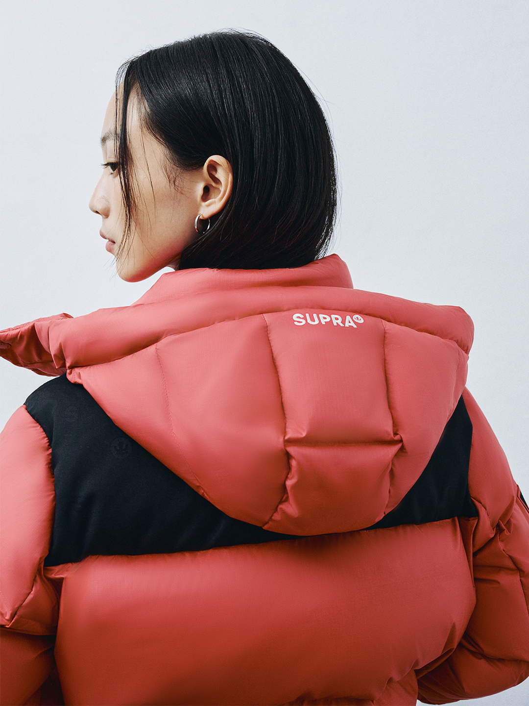Women's Jacquard Color Block Short Down Jacket