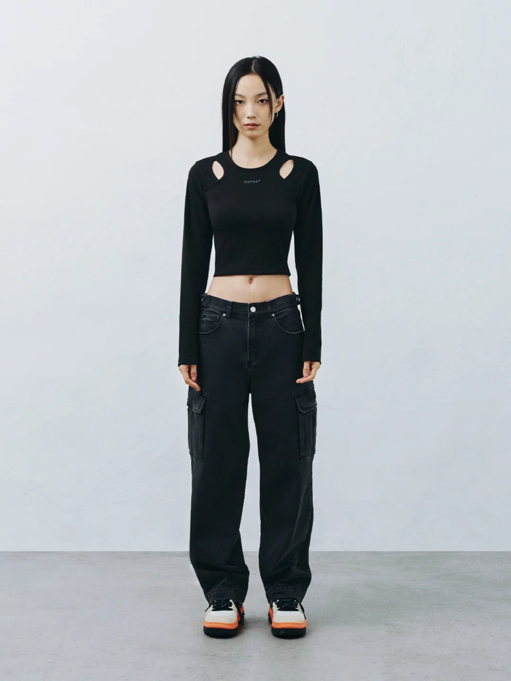 Women`s Cut-out Crop Long Sleeve T-Shirt