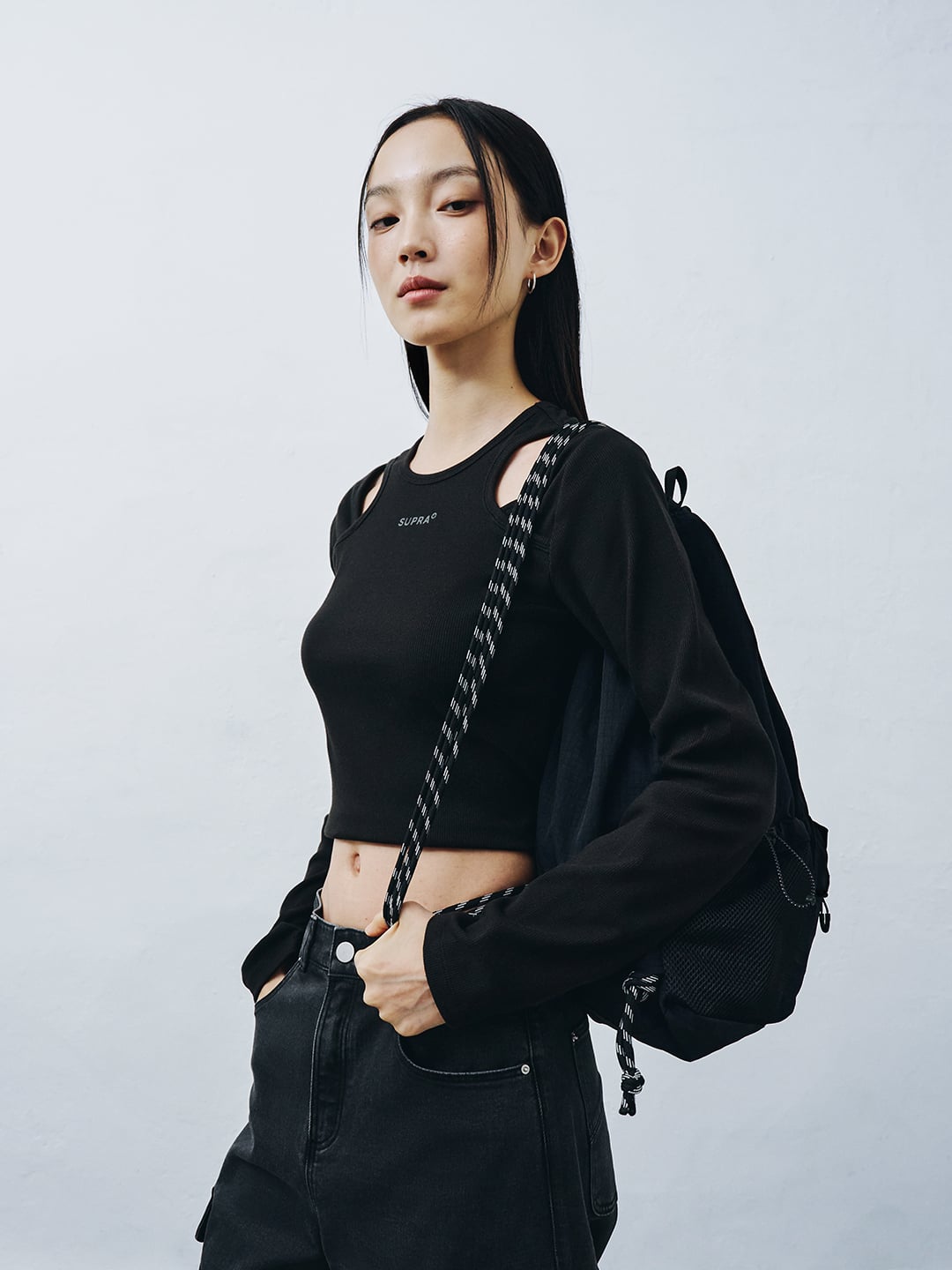 Women`s Cut-out Crop Long Sleeve T-Shirt