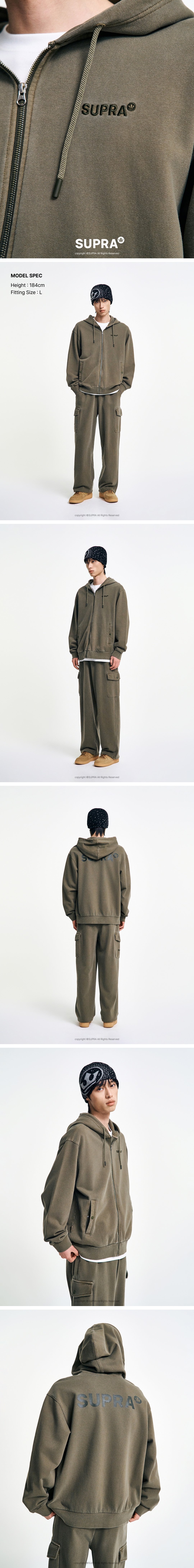 Garment Dying hooded Zip-up Set