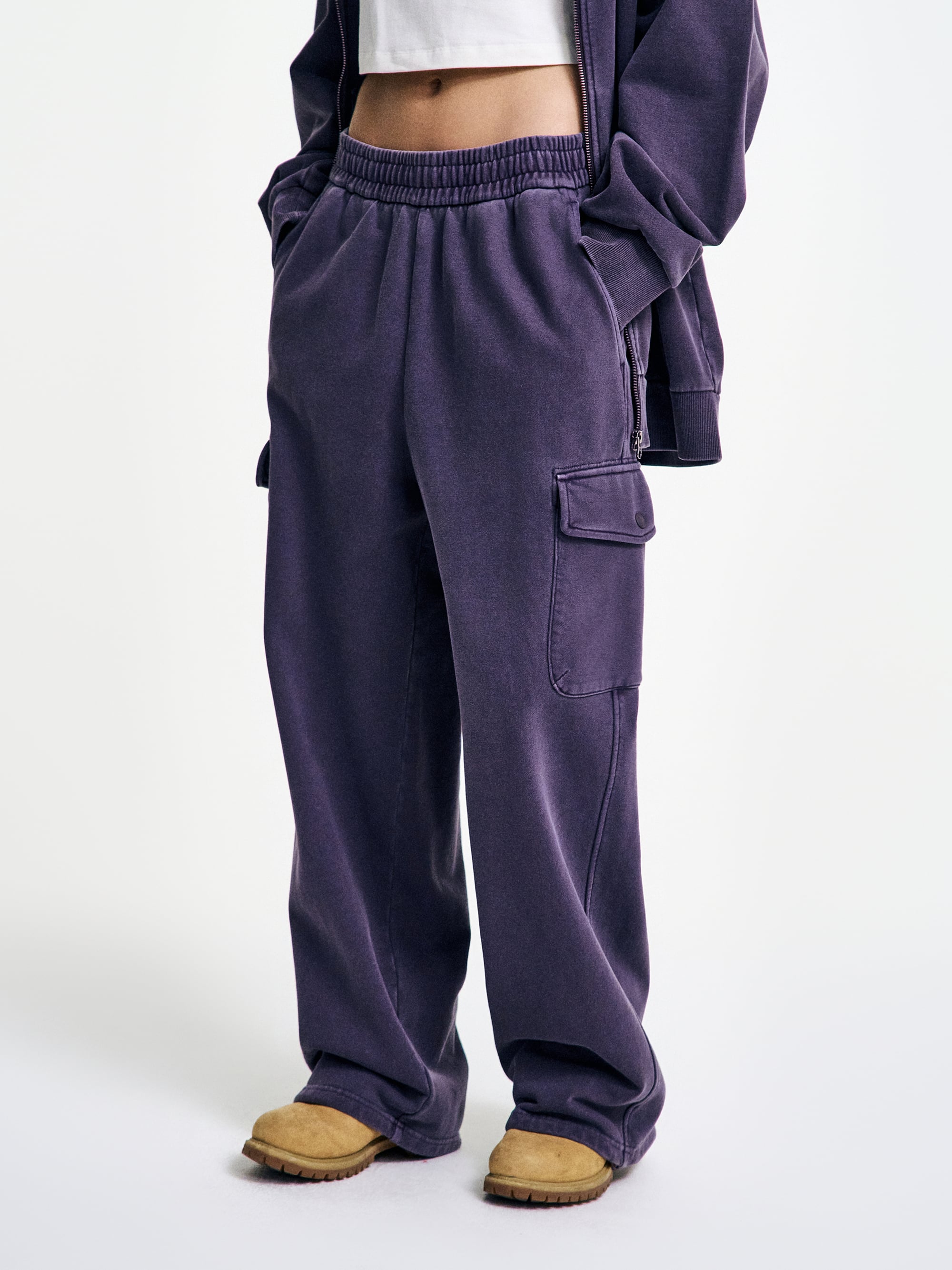 Garment Dying Cargo Wide Pants SET