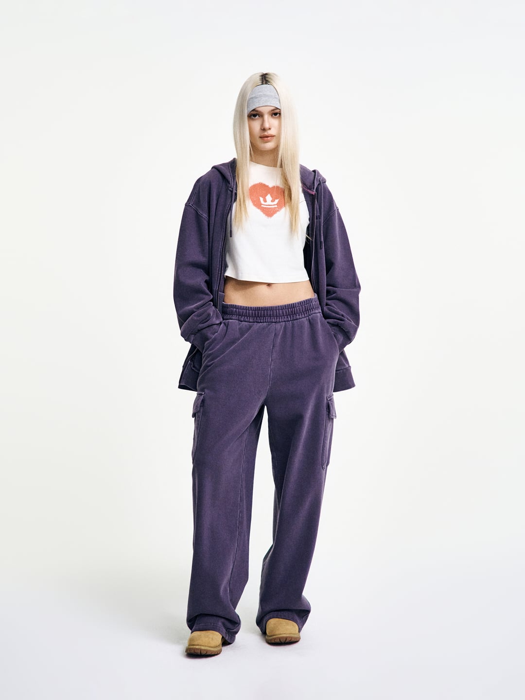 Garment Dying Cargo Wide Pants SET