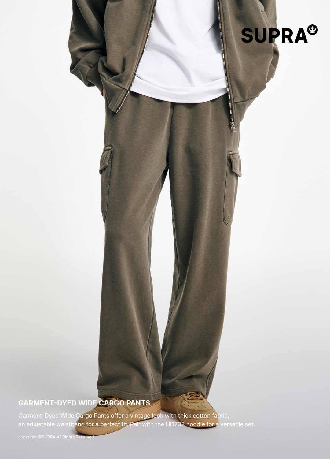 Garment Dying Cargo Wide Pants SET