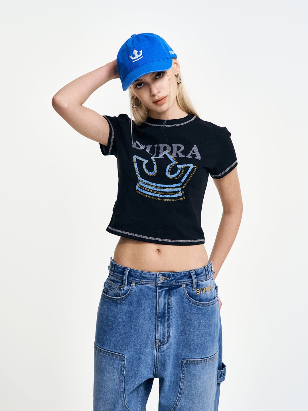 Women`s Crown Logo Point Crop T-shirt