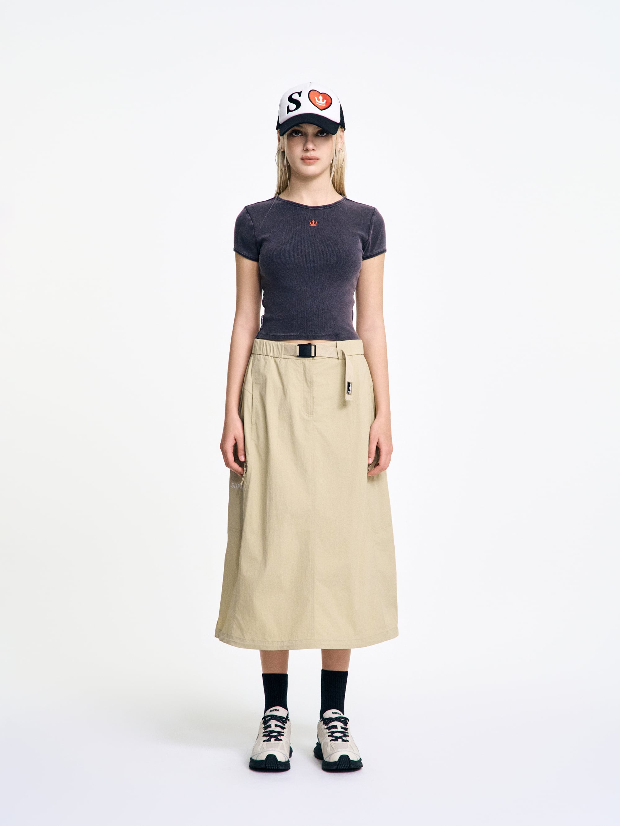 Women`s Belt Point Long Skirt