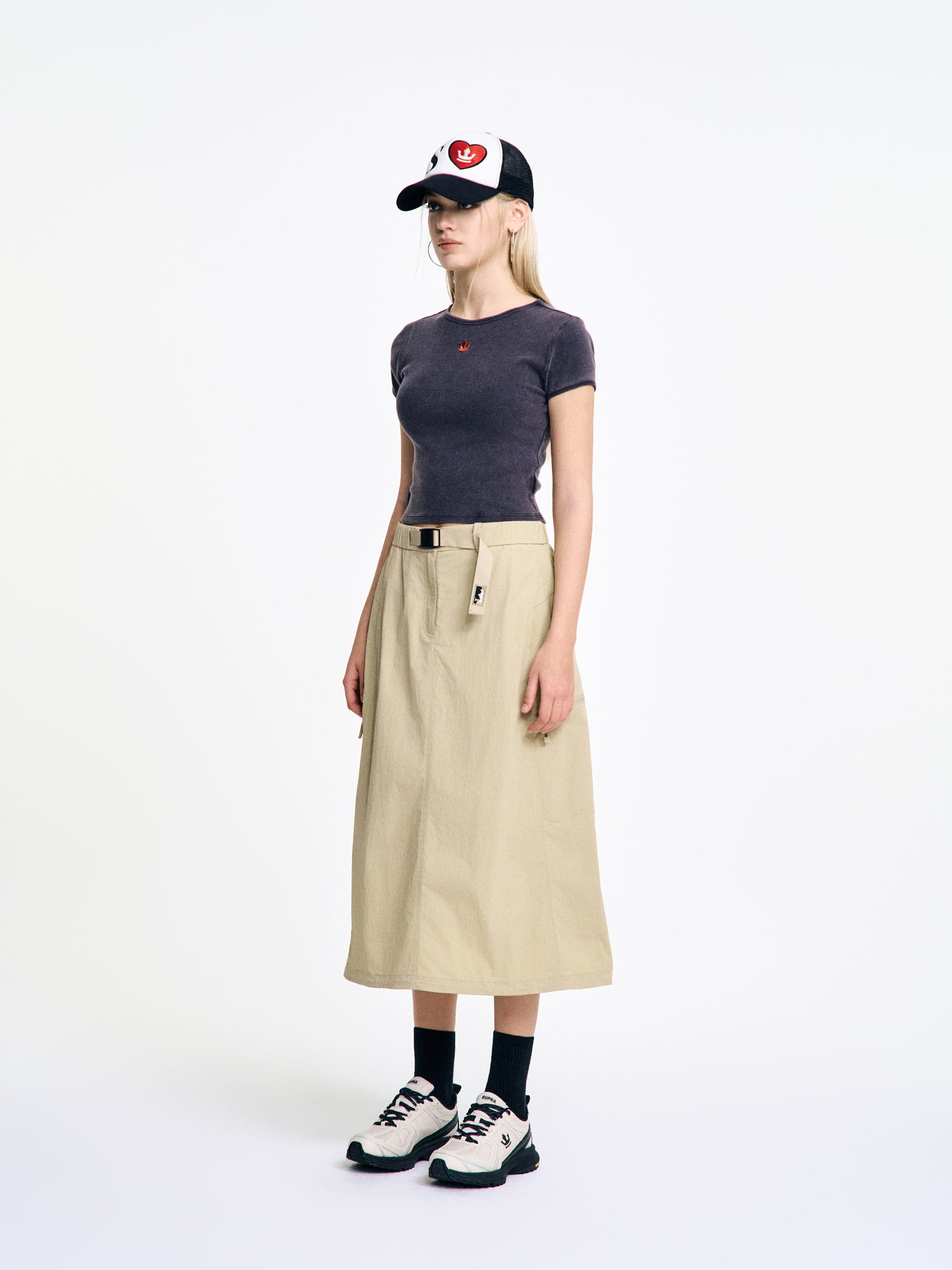 Women`s Belt Point Long Skirt