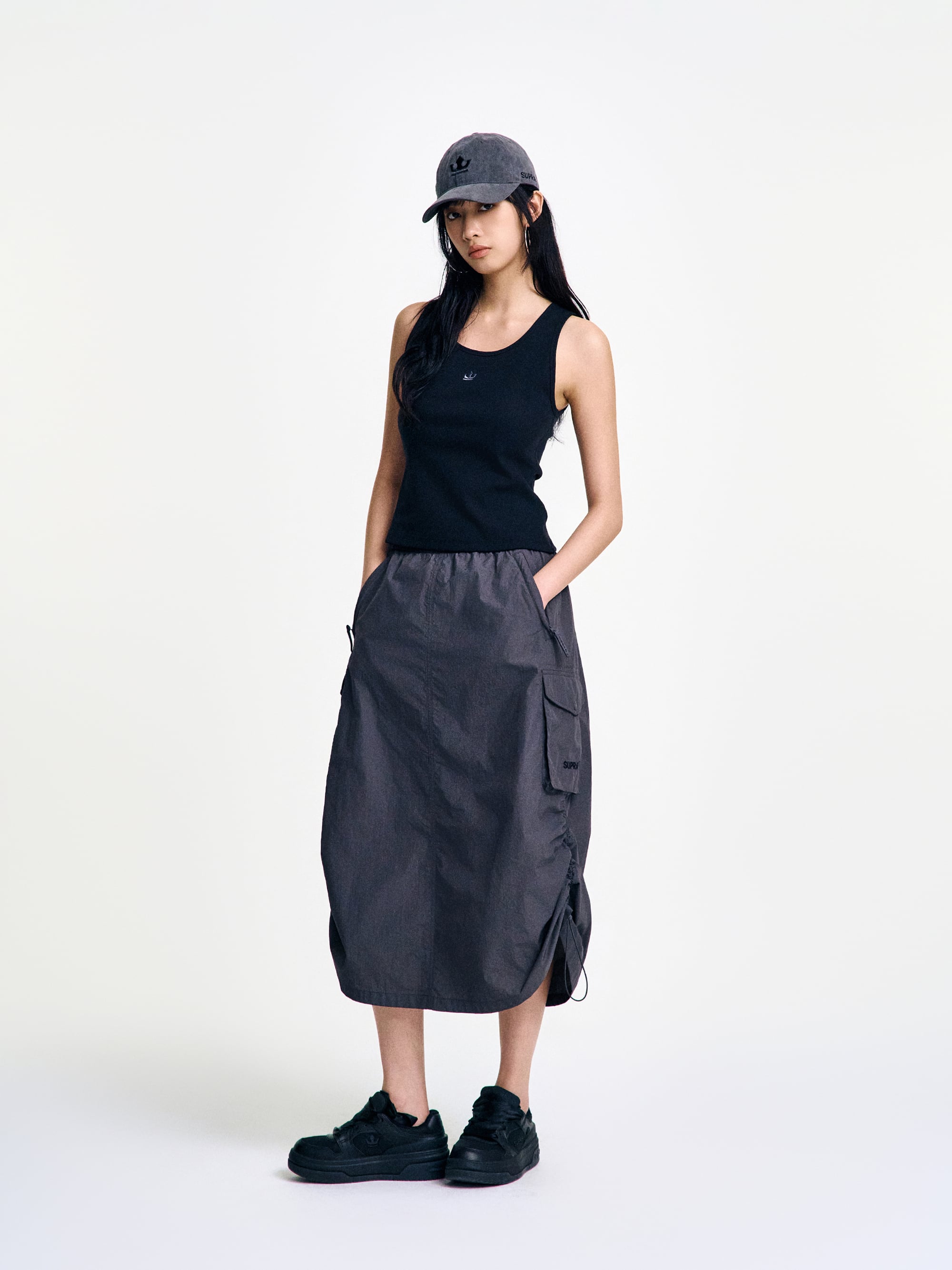 Women`s Side String Long Skirt
