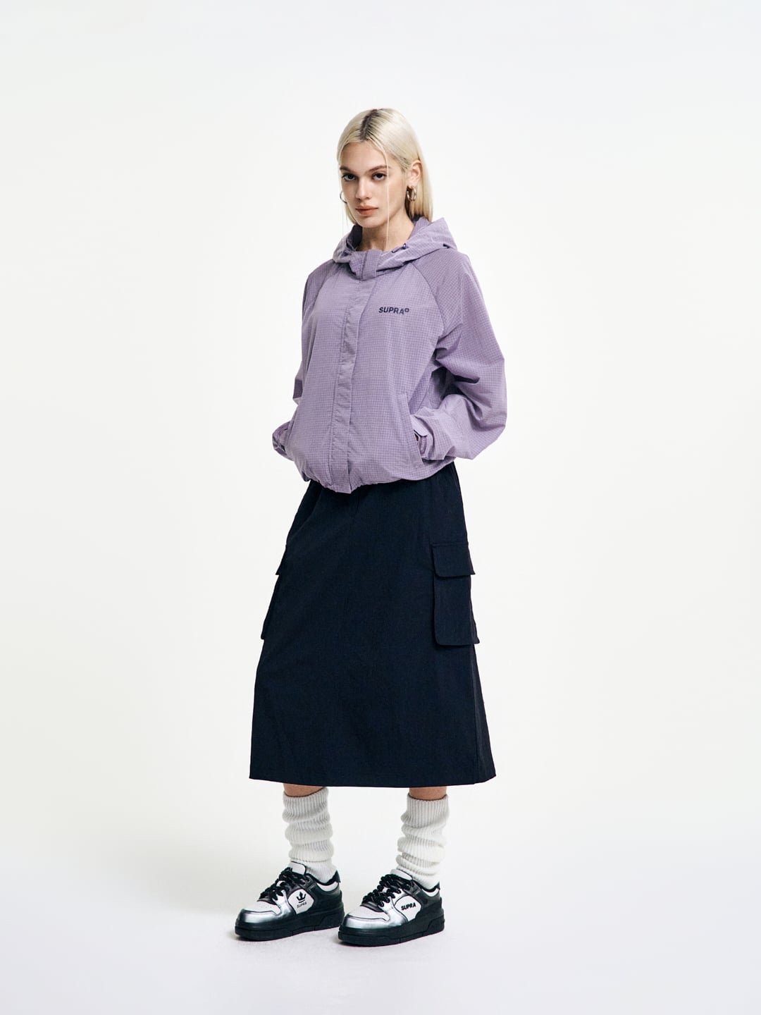 Women`s Basic Crop Hoodie Windbreaker