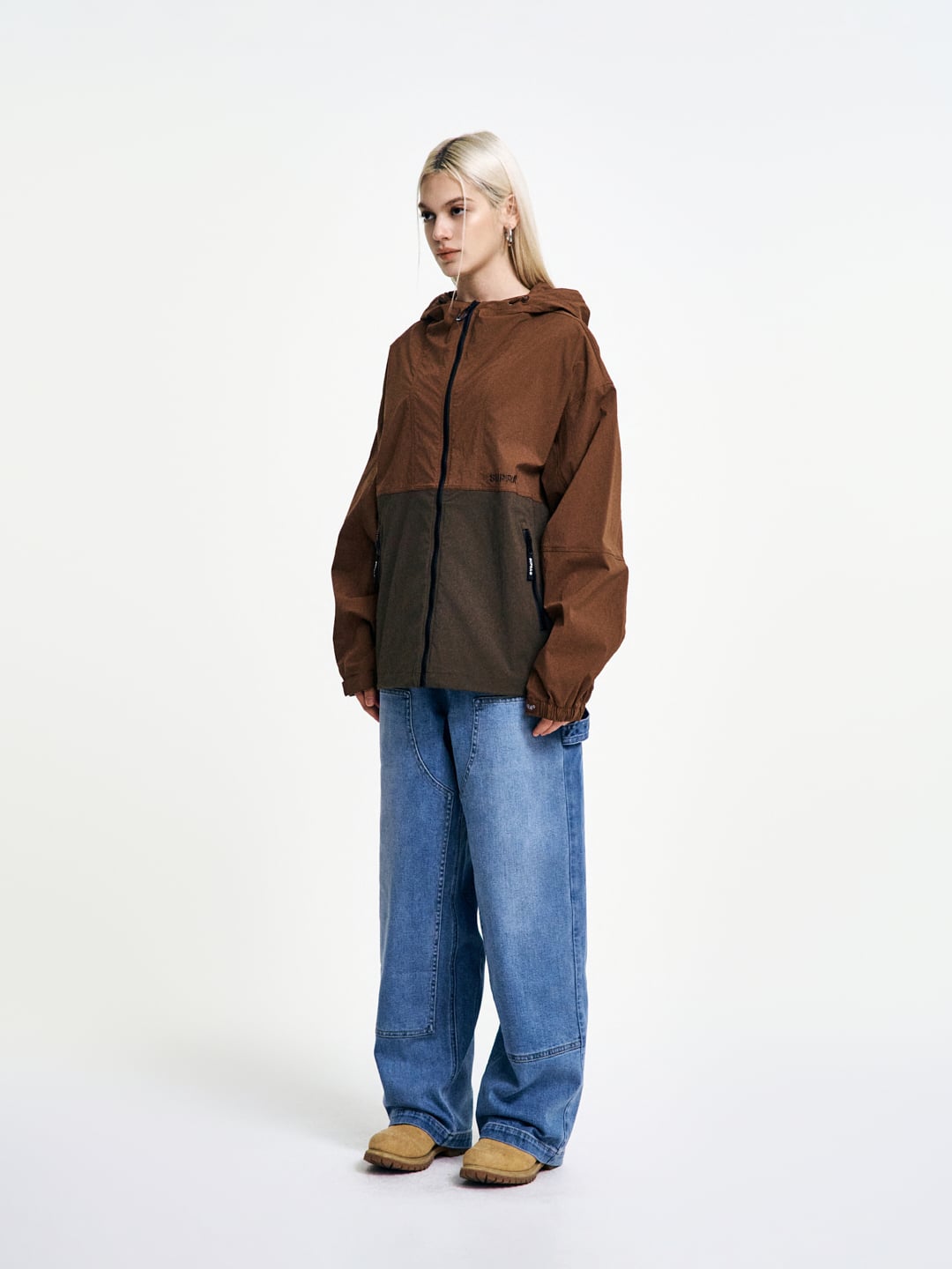 Logo Color block Hood Windbreaker