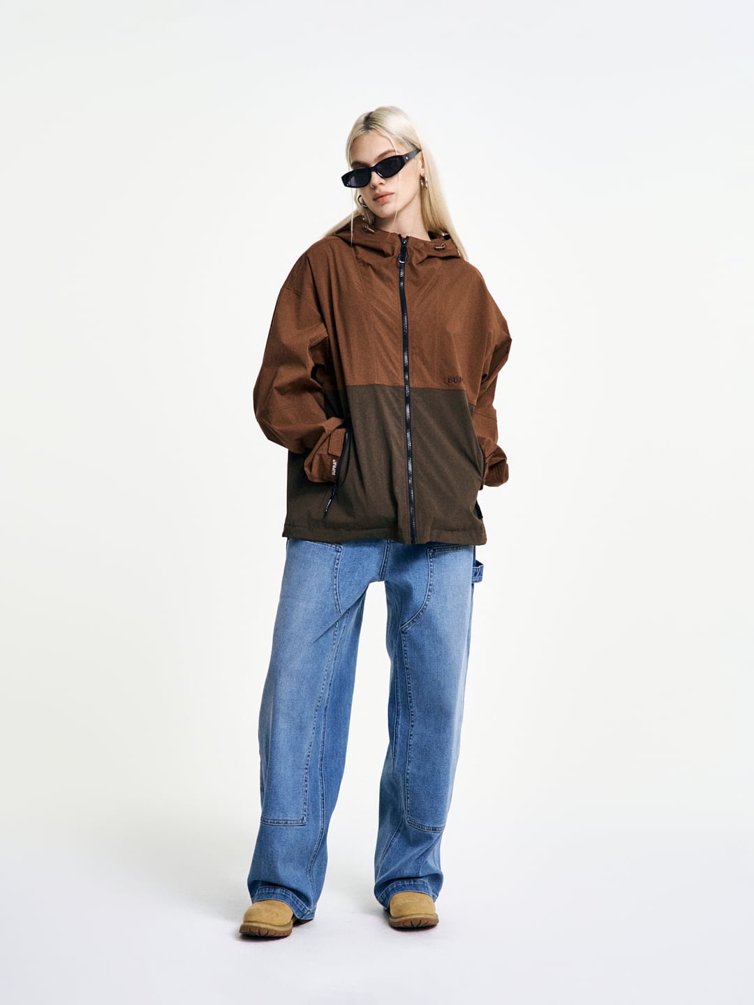 Logo Color block Hood Windbreaker