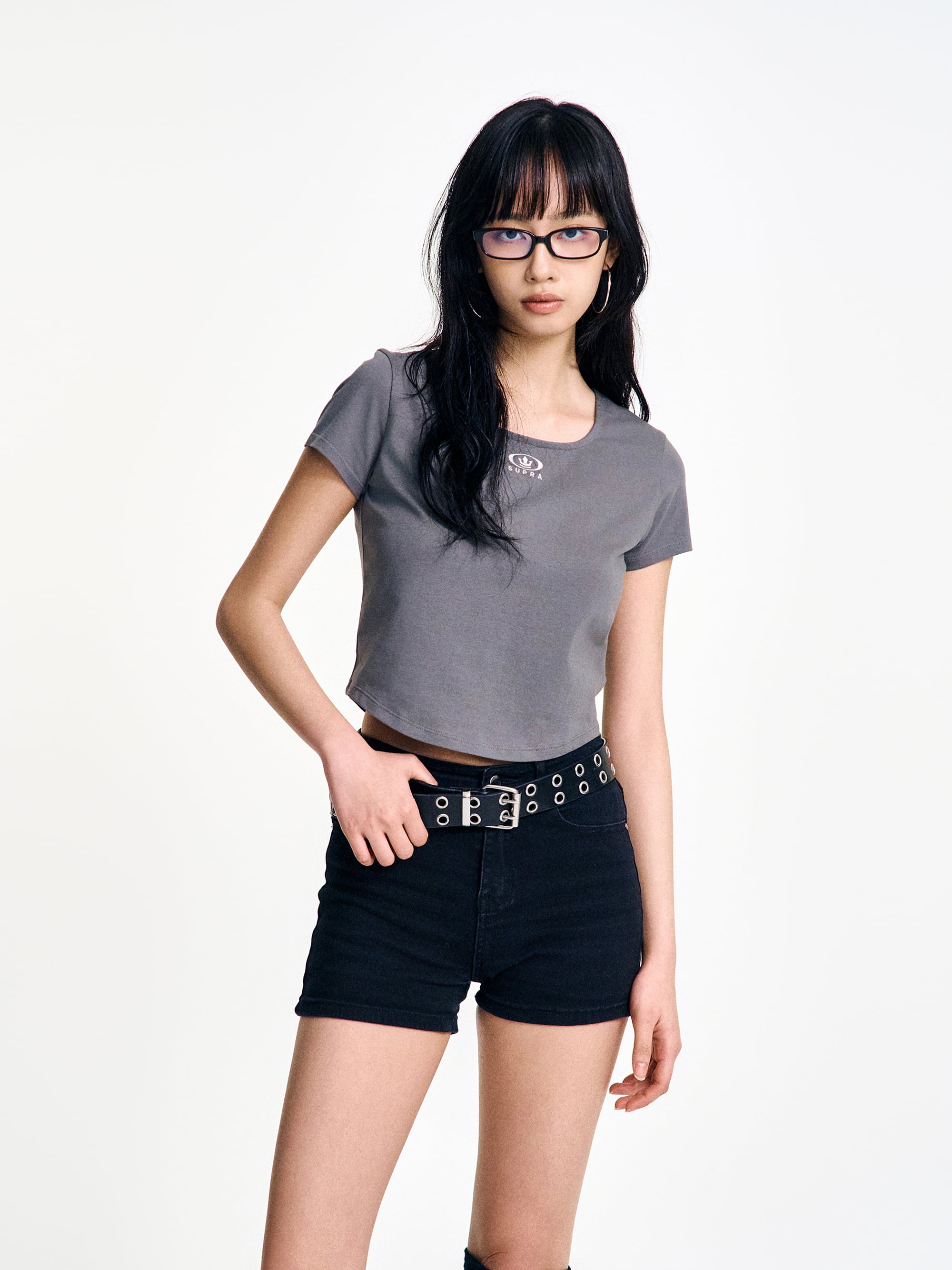 Women`s Circle Crown Square Neck Short-Sleeved T-shirt