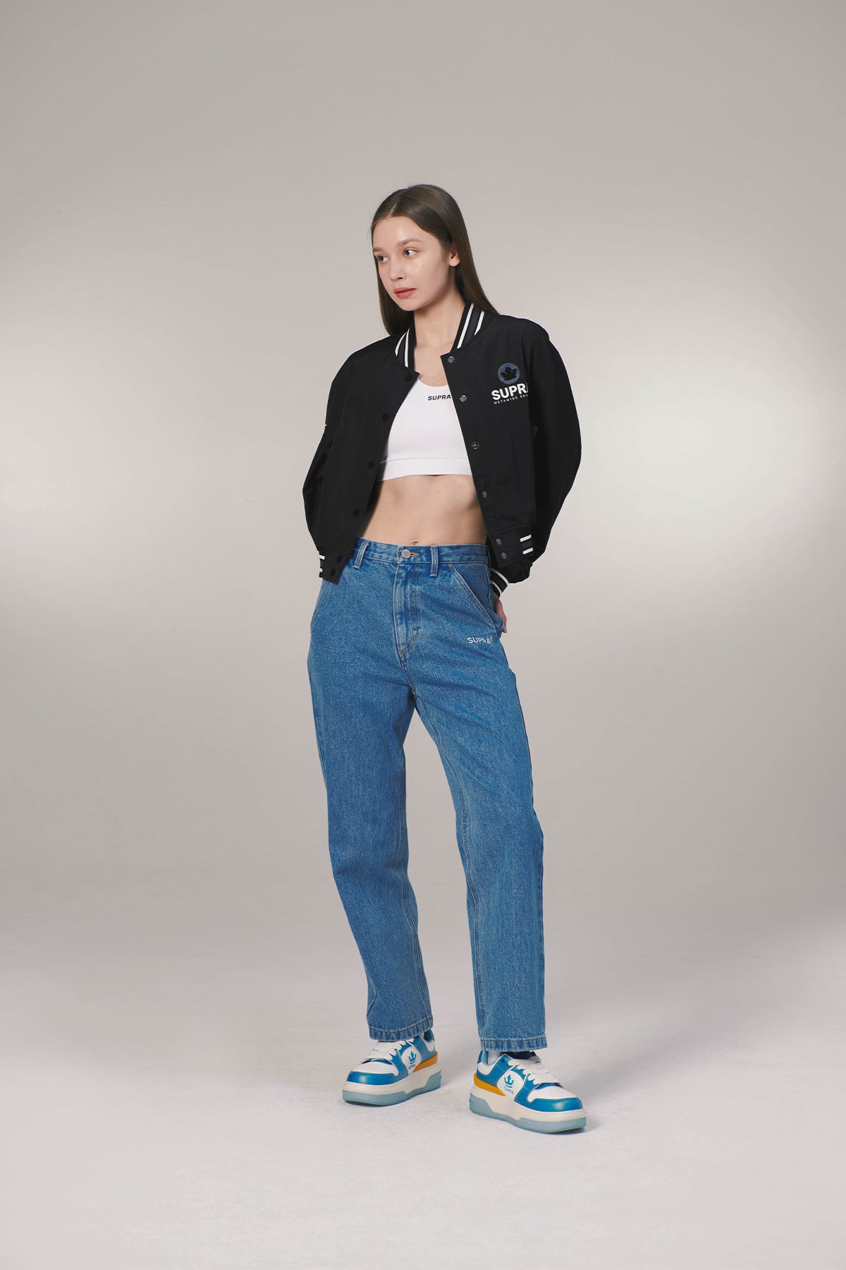 ESSENTIAL SUPRA CROWN BOUCLE EMBROIDERED VARSITY JACKET