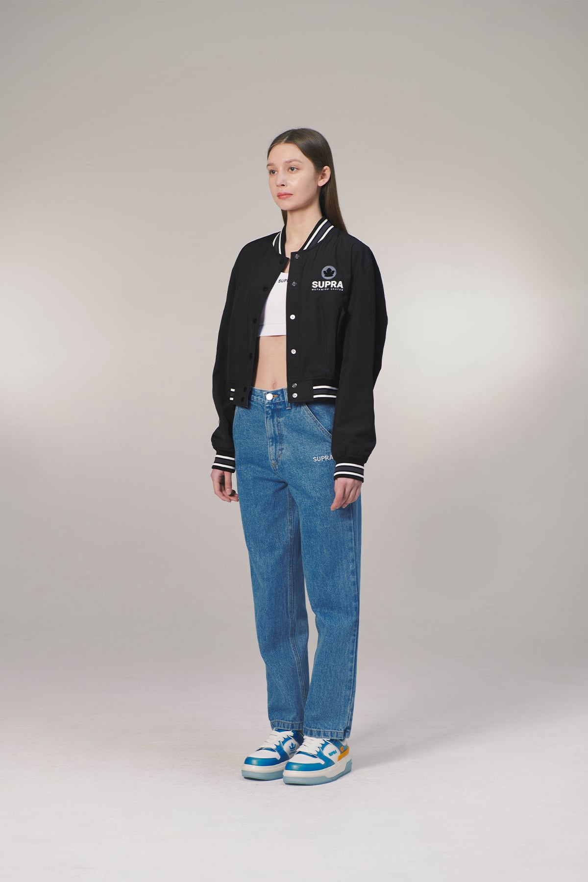 ESSENTIAL SUPRA CROWN BOUCLE EMBROIDERED VARSITY JACKET