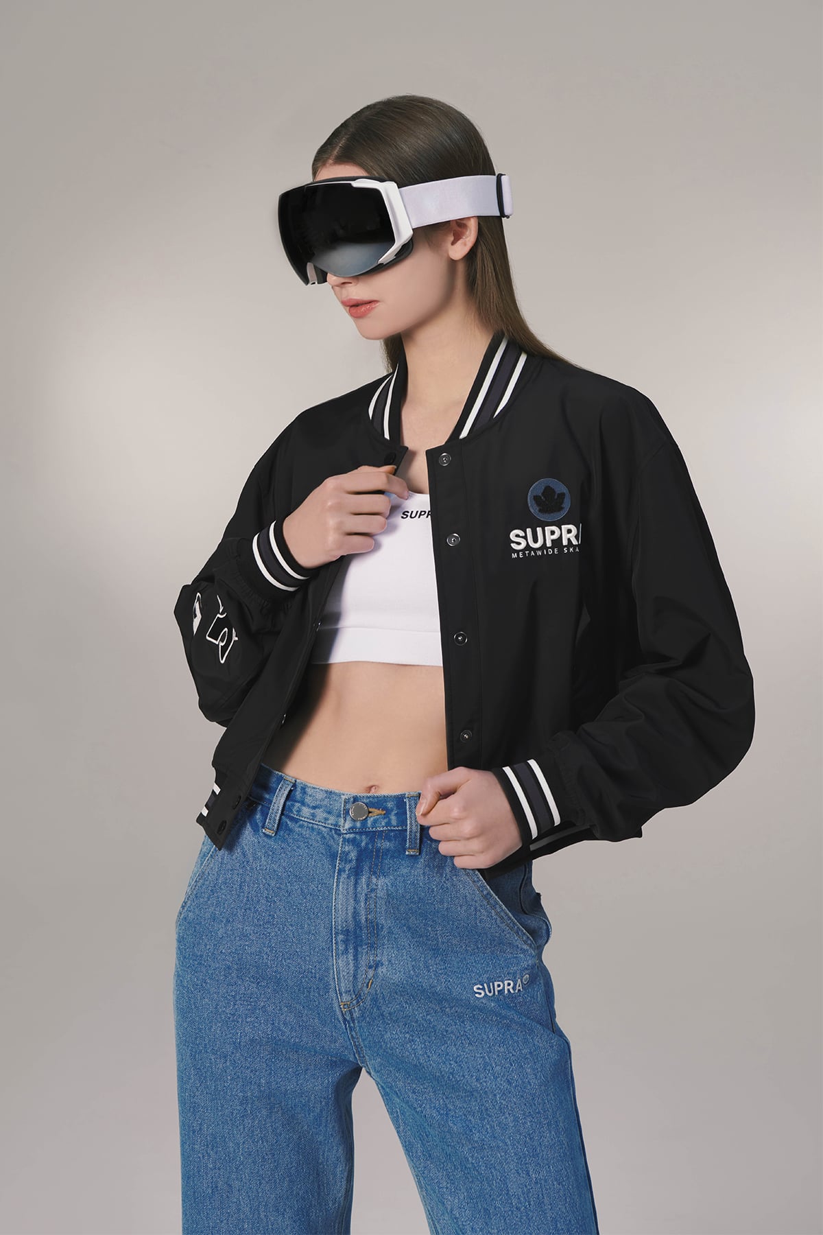 ESSENTIAL SUPRA CROWN BOUCLE EMBROIDERED VARSITY JACKET